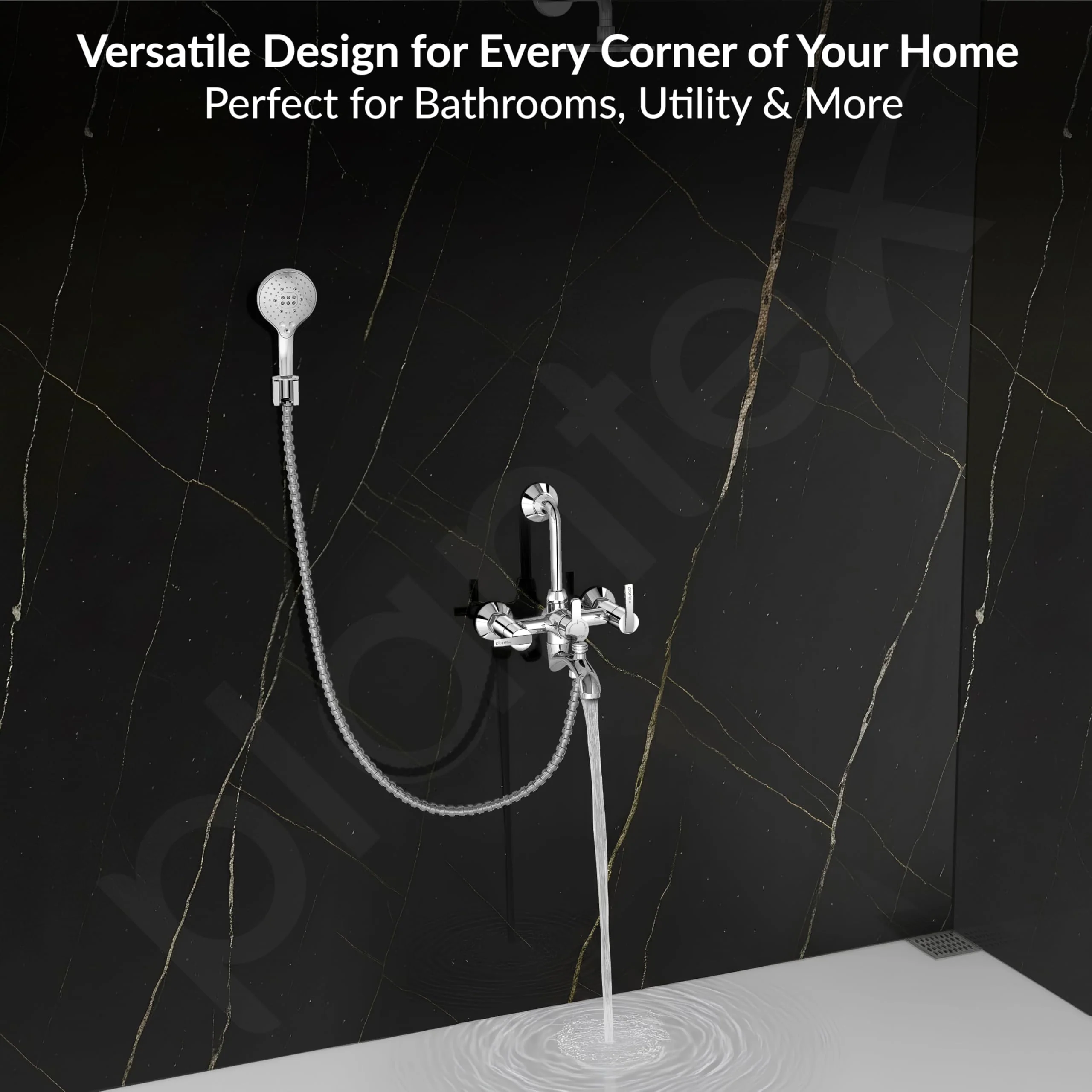Plantex Pure Brass 3 In 1 Wall Mixer for Bathroom with L-Bend Provision for Overhead and Hand Shower/Water Saving Nozzle for Mixer Tap with Brass Wall Flange (Aq-1419-Chrome) - Image 7