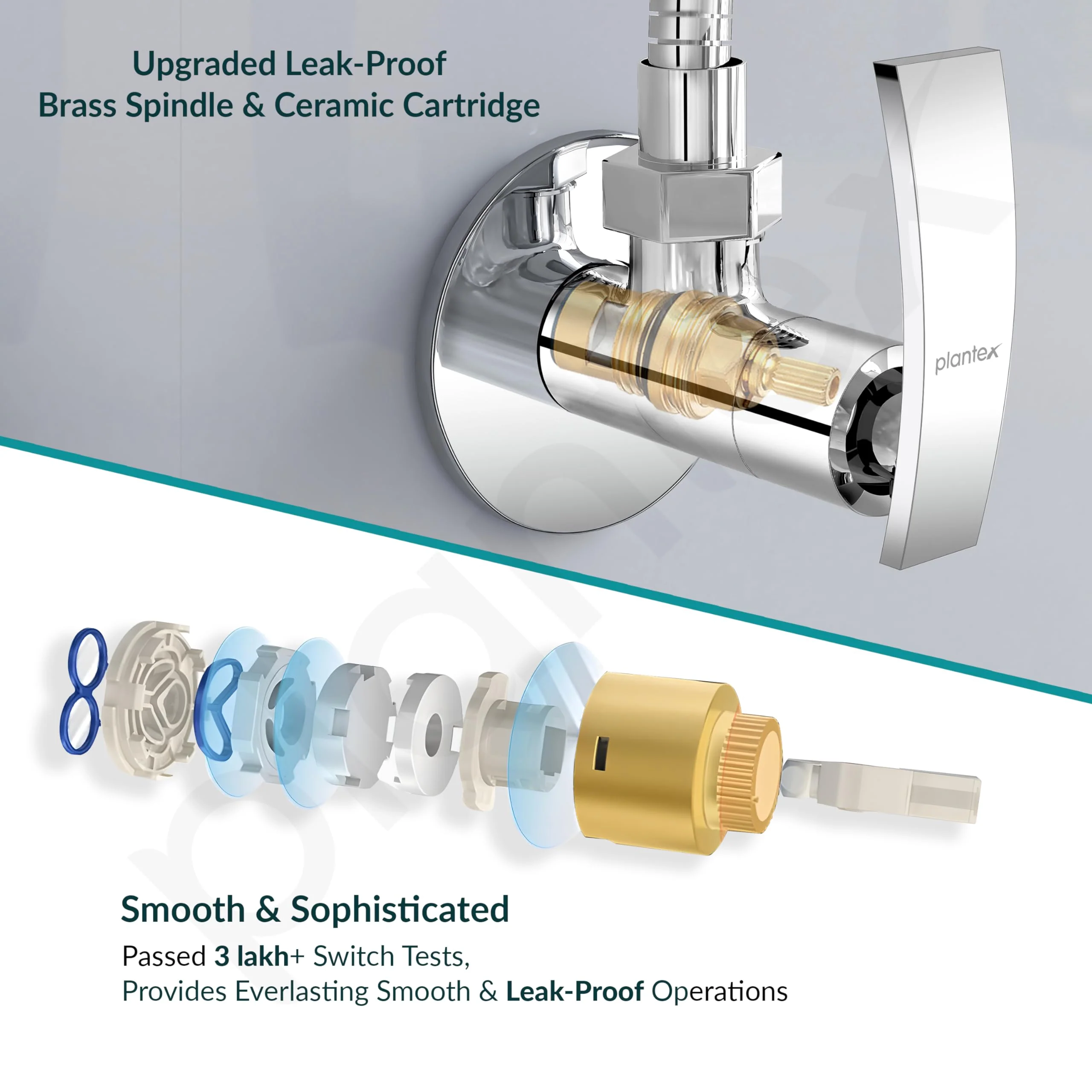 Plantex Pure Brass Angle Valve for Bathroom/Single Lever Angle Cock/Stop Cock with Wall Flange/Kitchen and Bathroom Accessories (ZUR-1504, Chrome) - Image 5