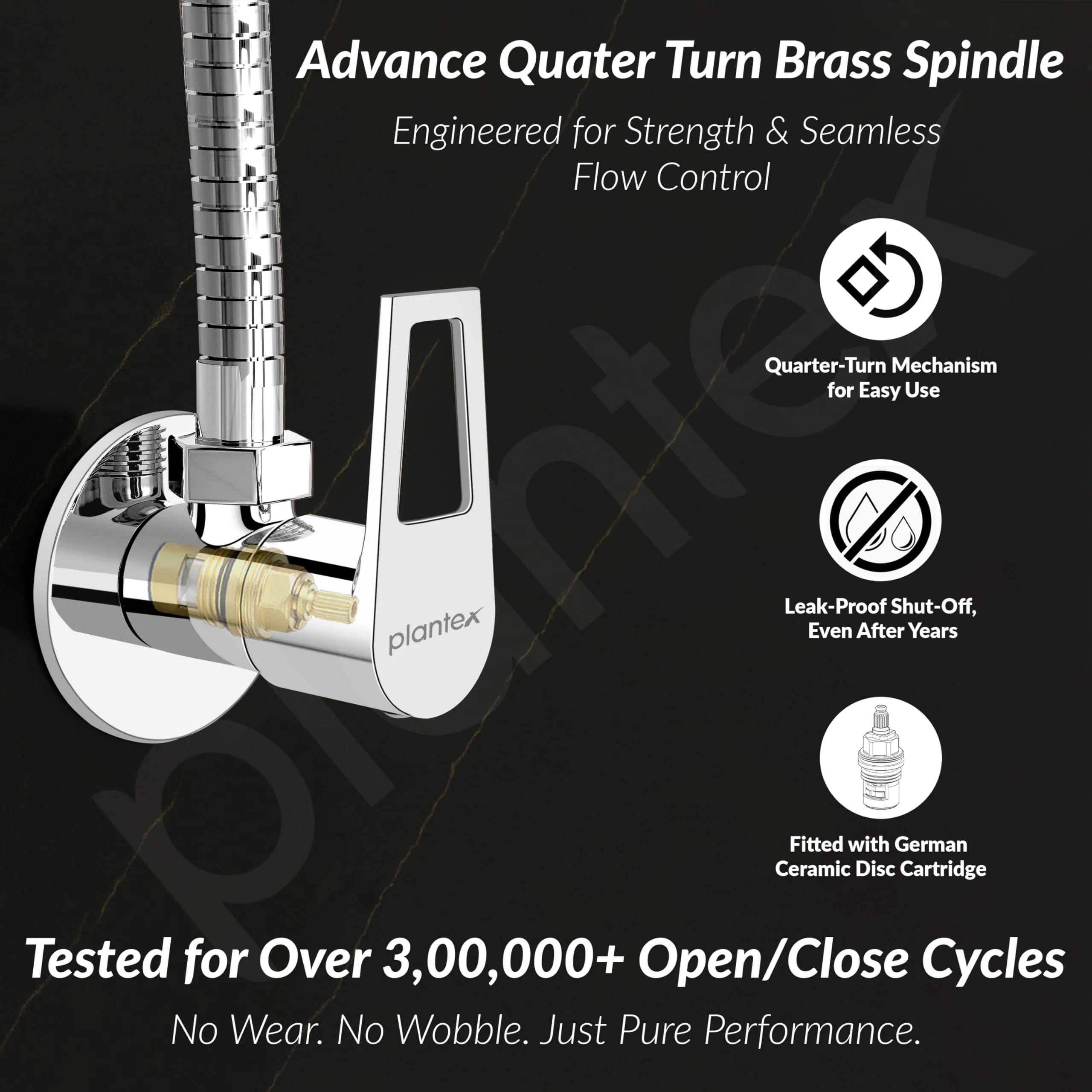 Plantex Pure Brass Angular Stop Cock/Stop Cock for Bathroom/Angular Valve for Wash Basin Connection with Brass Wall Flange & Teflon Tape - Pack of 1 (3205, Chrome) - Image 2