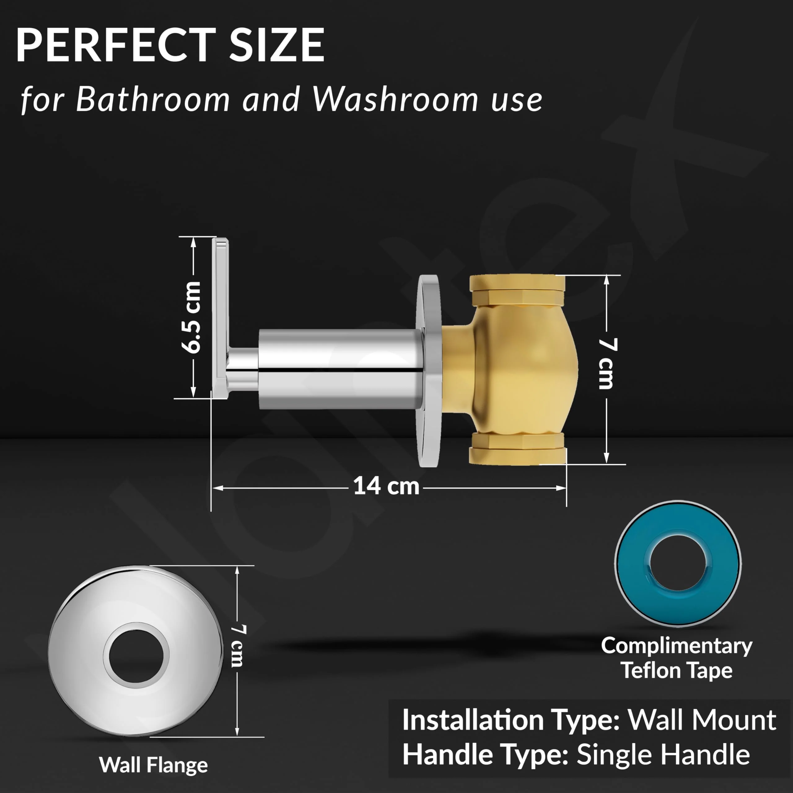 Plantex Pure Brass BAL-506 Concealed Stop Cock/Concealed Stop Valve Tap For Bathroom With Teflon Tape & Brass Adjustable Wall Flange – 15 mm (Mirror-Chrome Finish) - Image 4