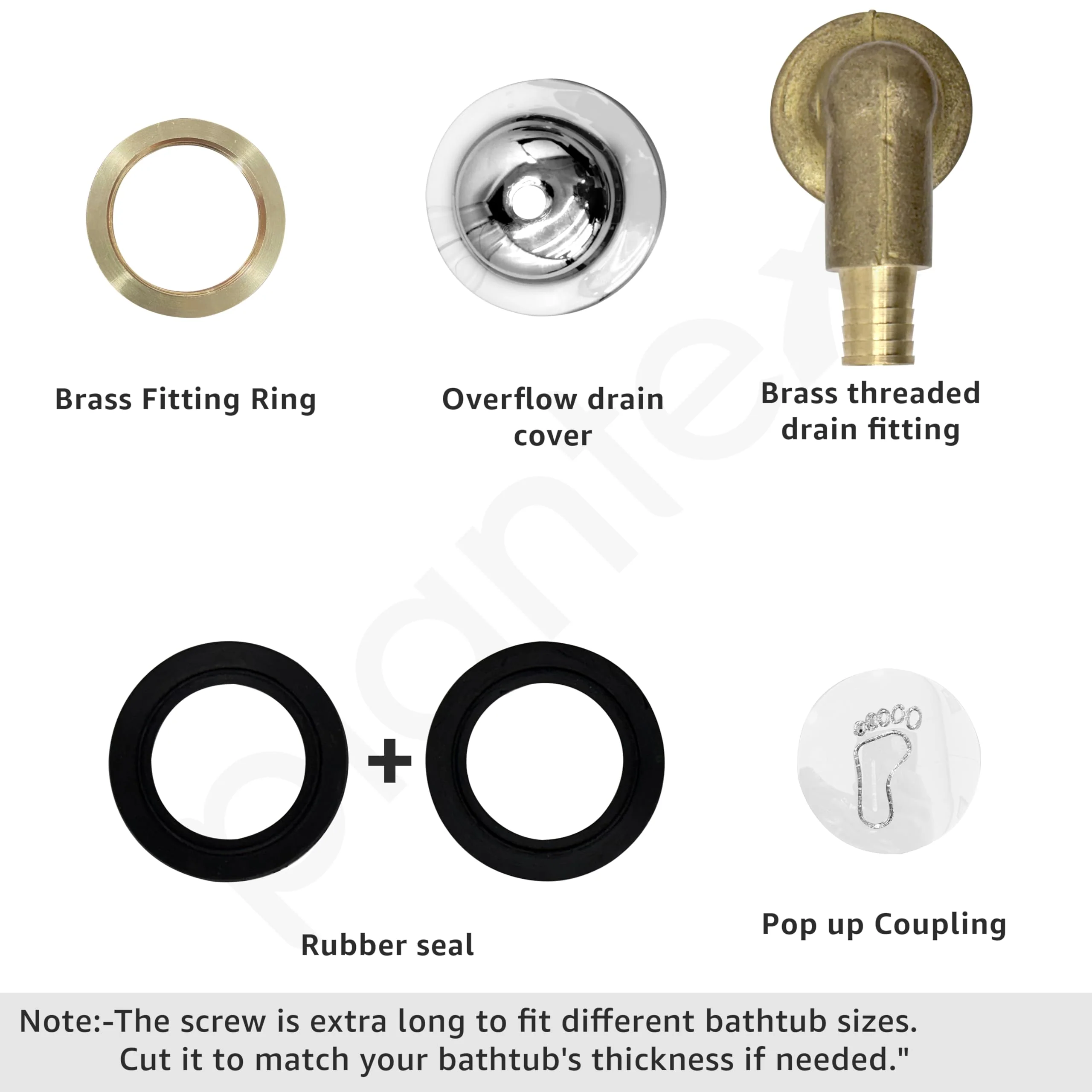 Plantex Pure Brass Bathtub Overflow with Chain Plug and Waste Coupling/Overflow Set/Durable and Stylish Design for Efficient Drainage and Easy Installation - (Chrome) - Image 2
