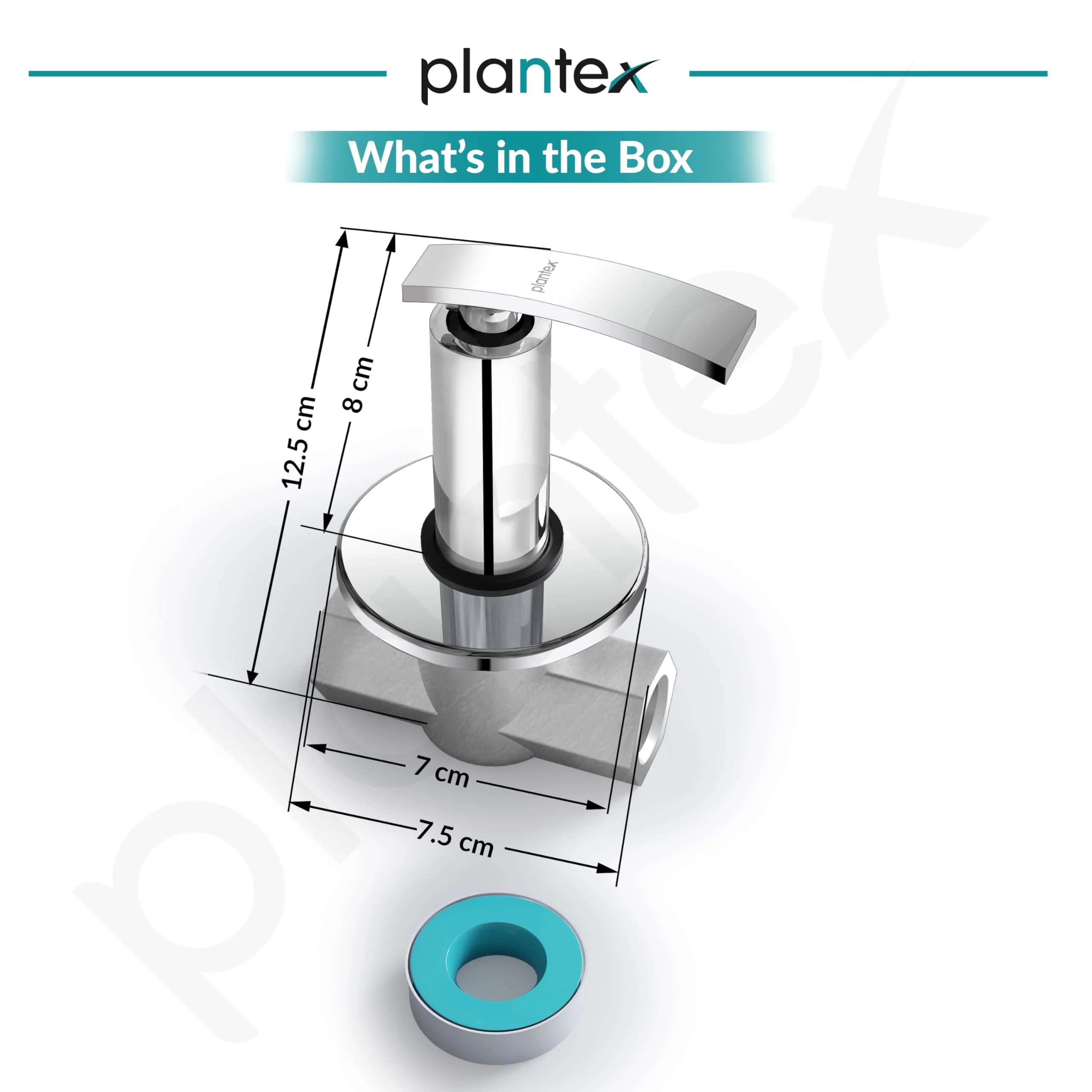 Plantex Pure Brass Concealed Stop Cock/Concealed Stop Valve Tap for Bathroom with Teflon Tape & Adjustable Brass Wall Flange – 15 mm (ZUR-1516-Silver) - Image 3