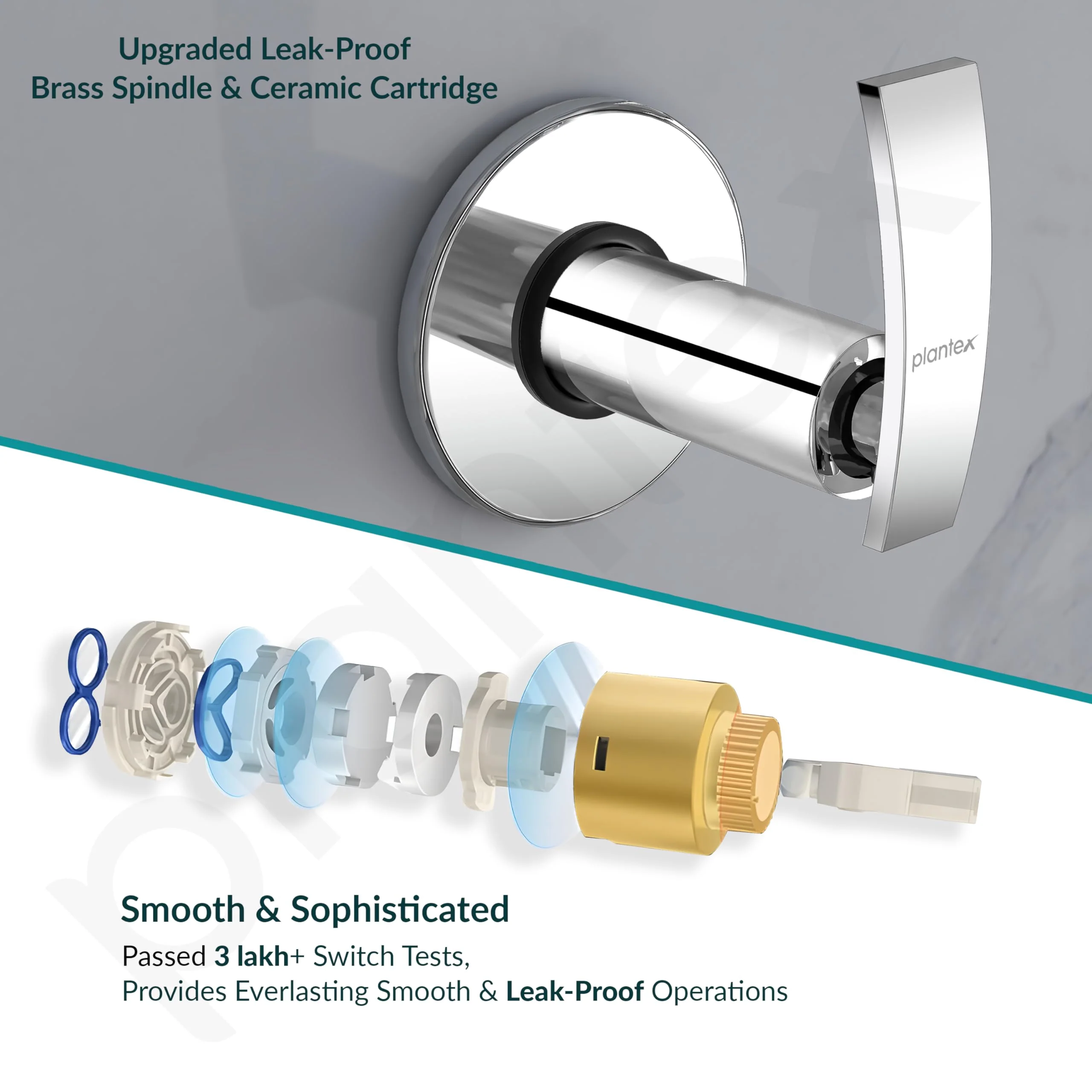 Plantex Pure Brass Concealed Stop Cock/Concealed Stop Valve Tap for Bathroom with Teflon Tape & Adjustable Brass Wall Flange – 15 mm (ZUR-1516-Silver) - Image 4