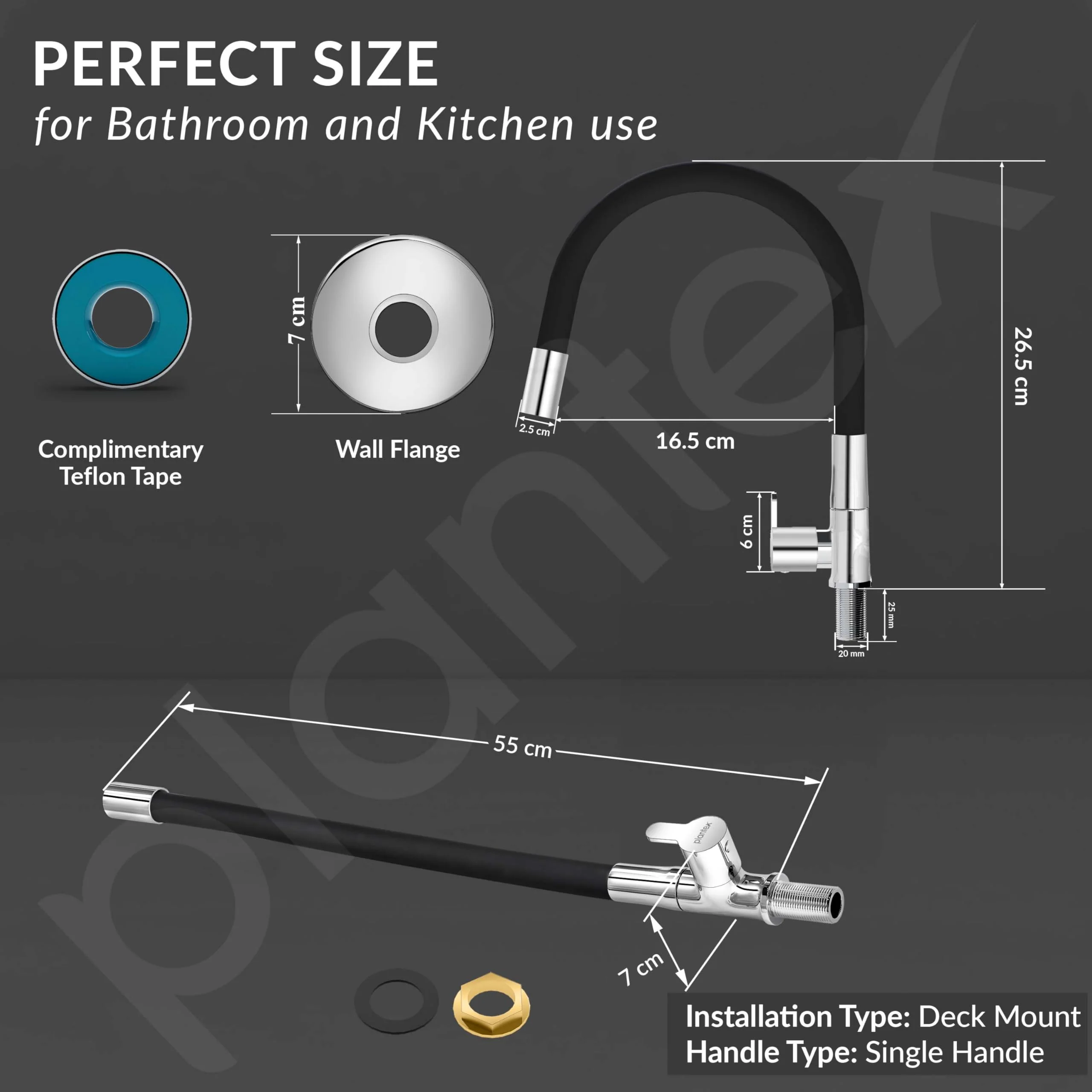 Plantex Pure Brass Flexible Kitchen Sink Tap with Water Saving Nozzle for Sink Tap/Single Lever Sink Tap for Kitchen Basin with 7 Year Warranty by Plantex -(FLO-812B) - Image 4