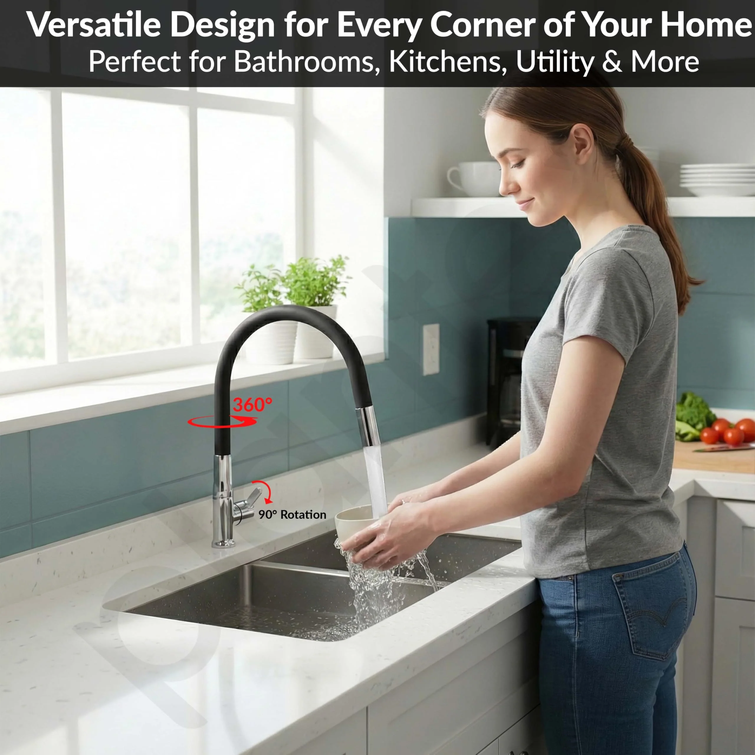 Plantex Pure Brass Flexible Kitchen Sink Tap with Water Saving Nozzle for Sink Tap/Single Lever Sink Tap for Kitchen Basin with 7 Year Warranty by Plantex -(FLO-812B) - Image 7