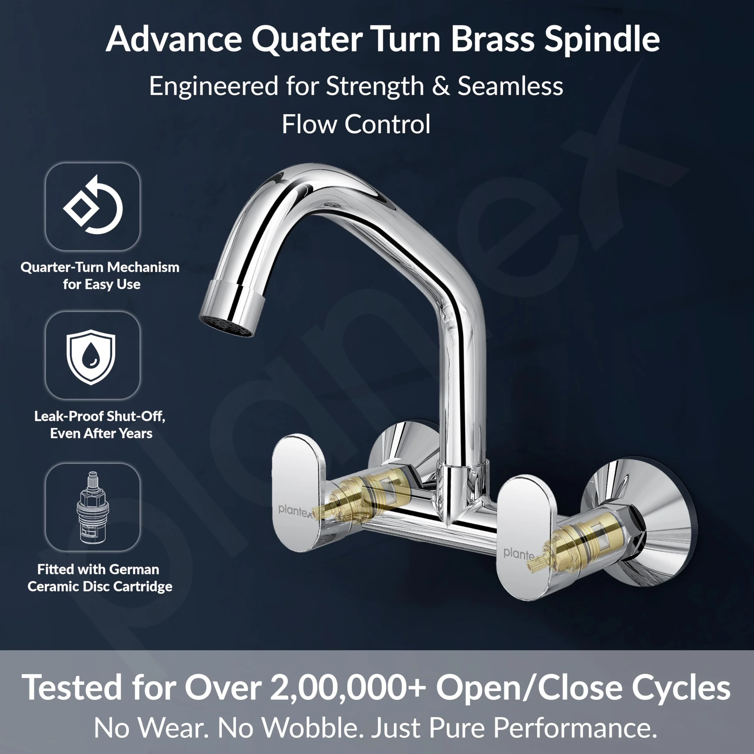 Plantex Pure Brass Kitchen Sink Tap/Sink Mixer Tap Hot and Cold/Kitchen Taps for Home Sink with Brass Wall Flange and Teflon Tape-7 Year Warranty by Plantex (ORN-215-Chrome) - Image 3