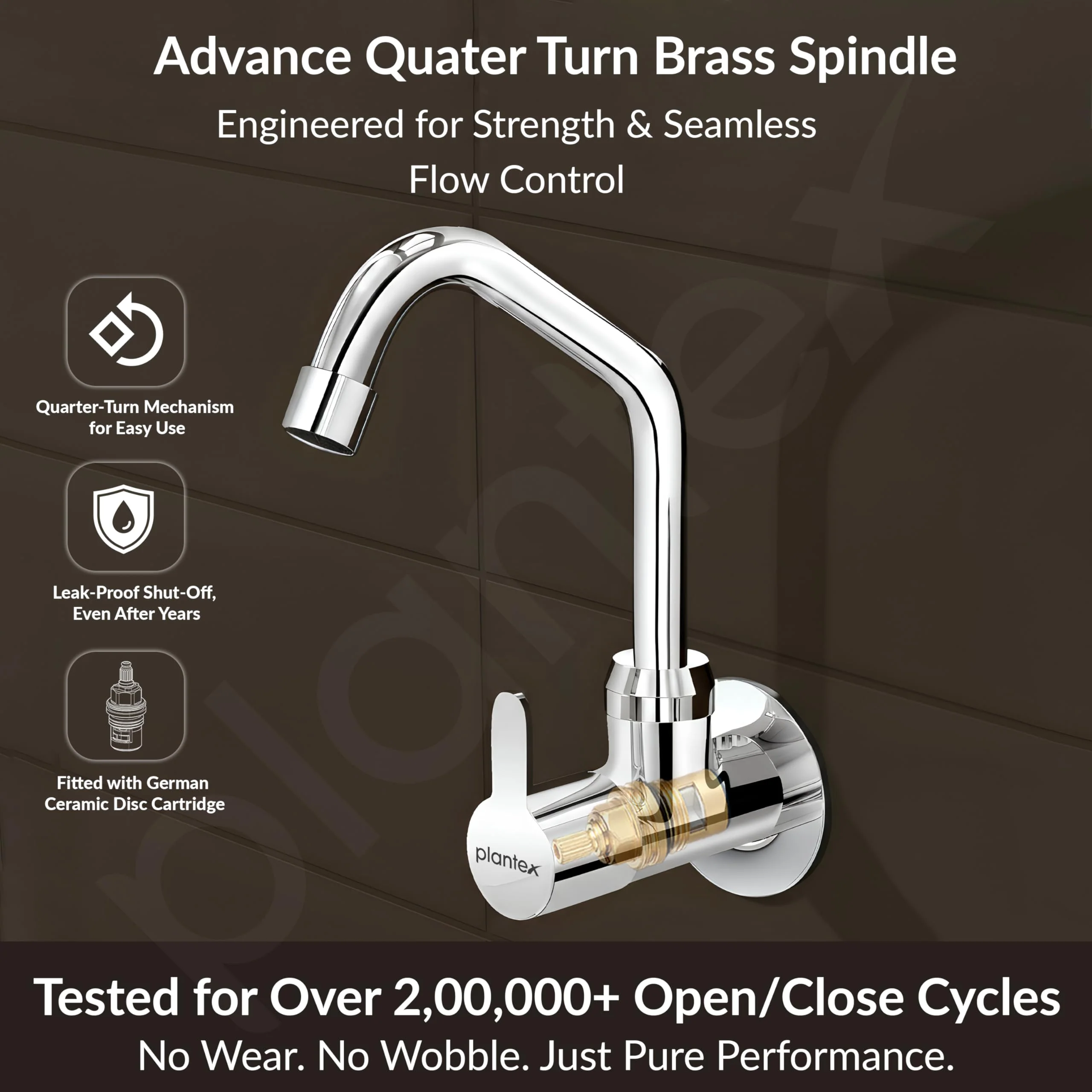 Plantex Pure Brass Kitchen Sink Tap with 360° Extended Swivel Spout/Basin Tap with Water Saving Aerator/Sink Tap for Kitchen Basin with Brass Wall Flange-7 Year Warranty (FLO-810- Chrome) - Image 3