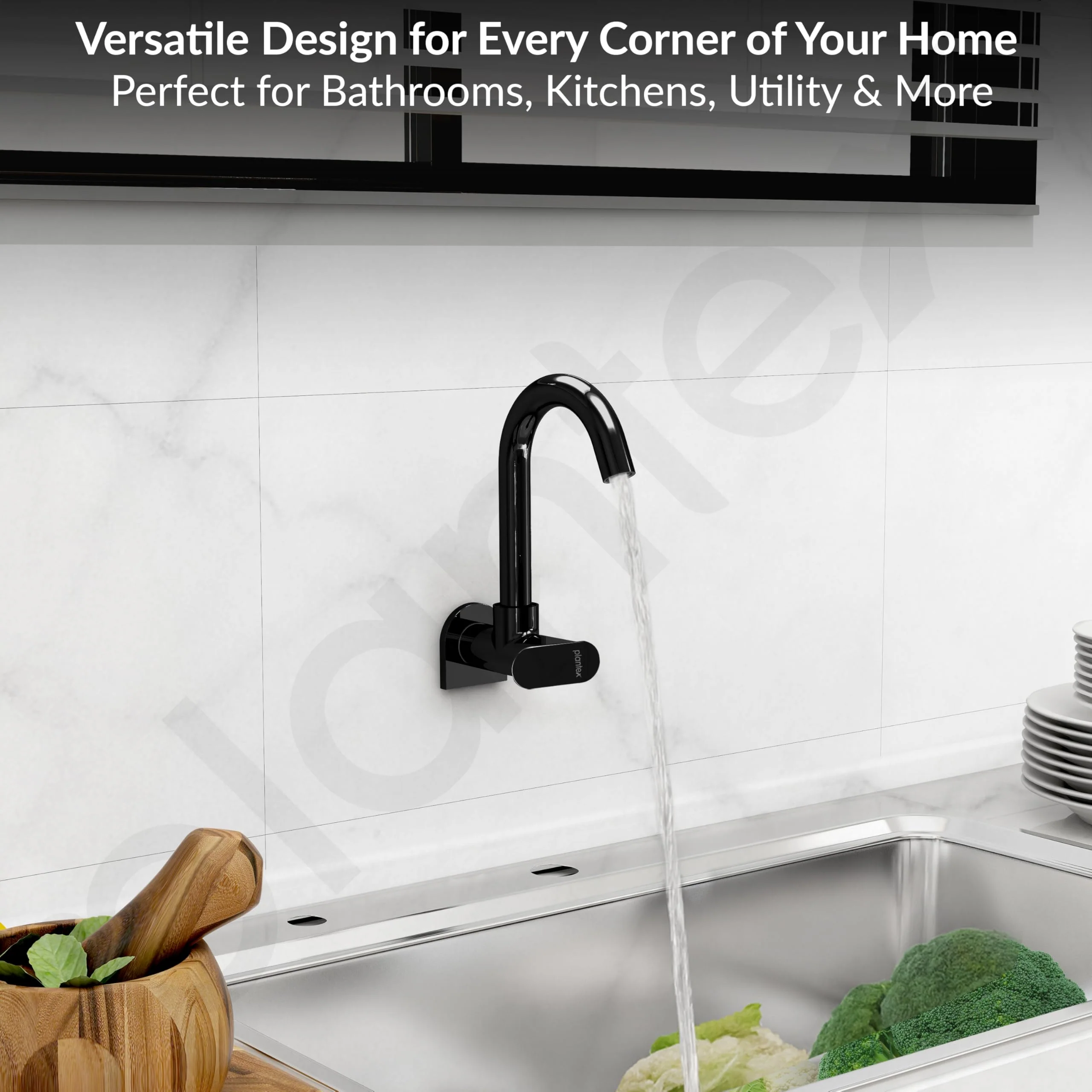 Plantex Pure Brass Kitchen Sink Tap with 360° Swivel Spout/Kitchen Tap with Water Saving Aerator - 7 Year-Warranty (ORN-210, Black) - Image 7