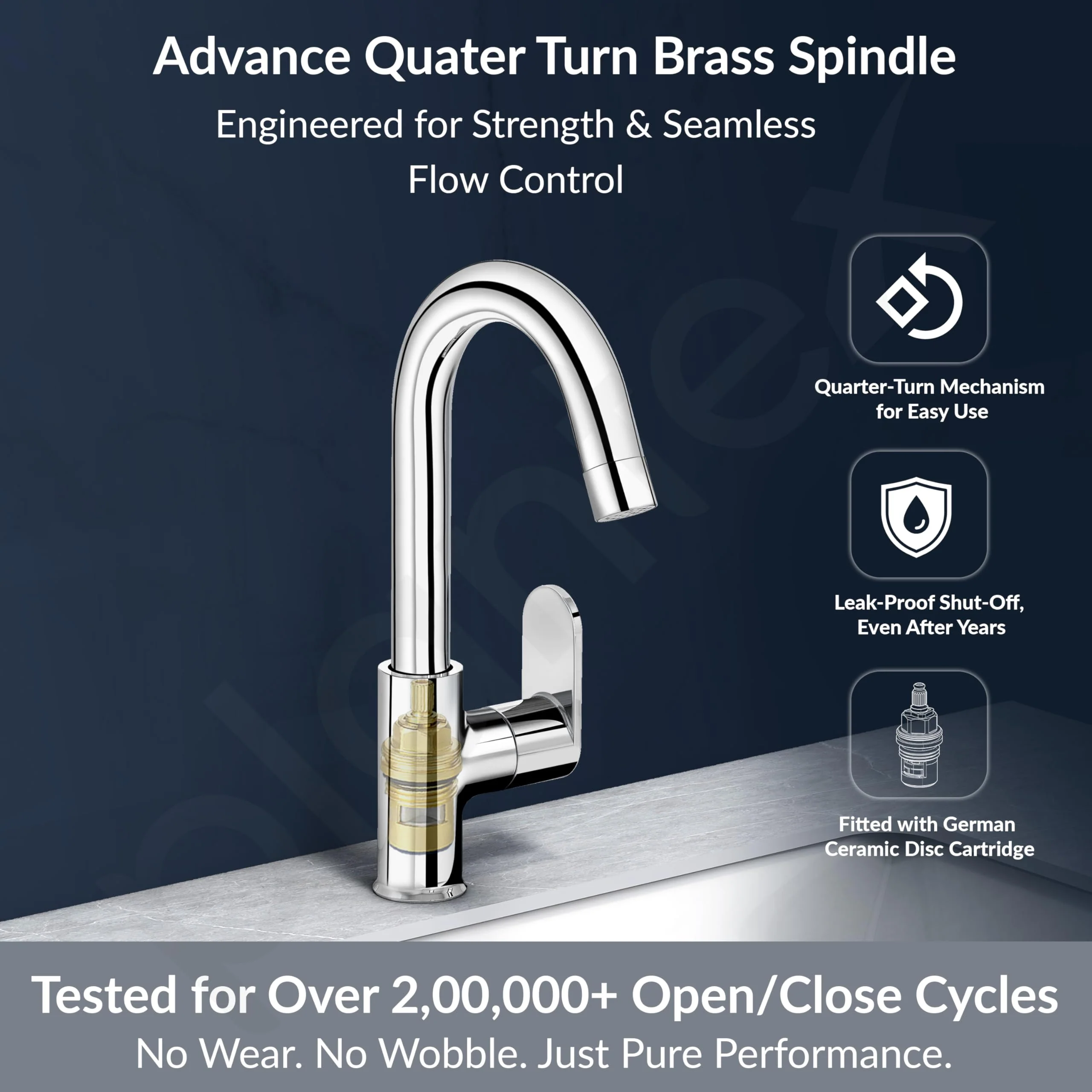 Plantex Pure Brass Kitchen Sink Tap with Water Saving Aerator/Sink Tap for Kitchen Basin with Brass Wall Flange and Teflon Tape-7 Year Warranty (ORN-212-Chrome) - Image 3