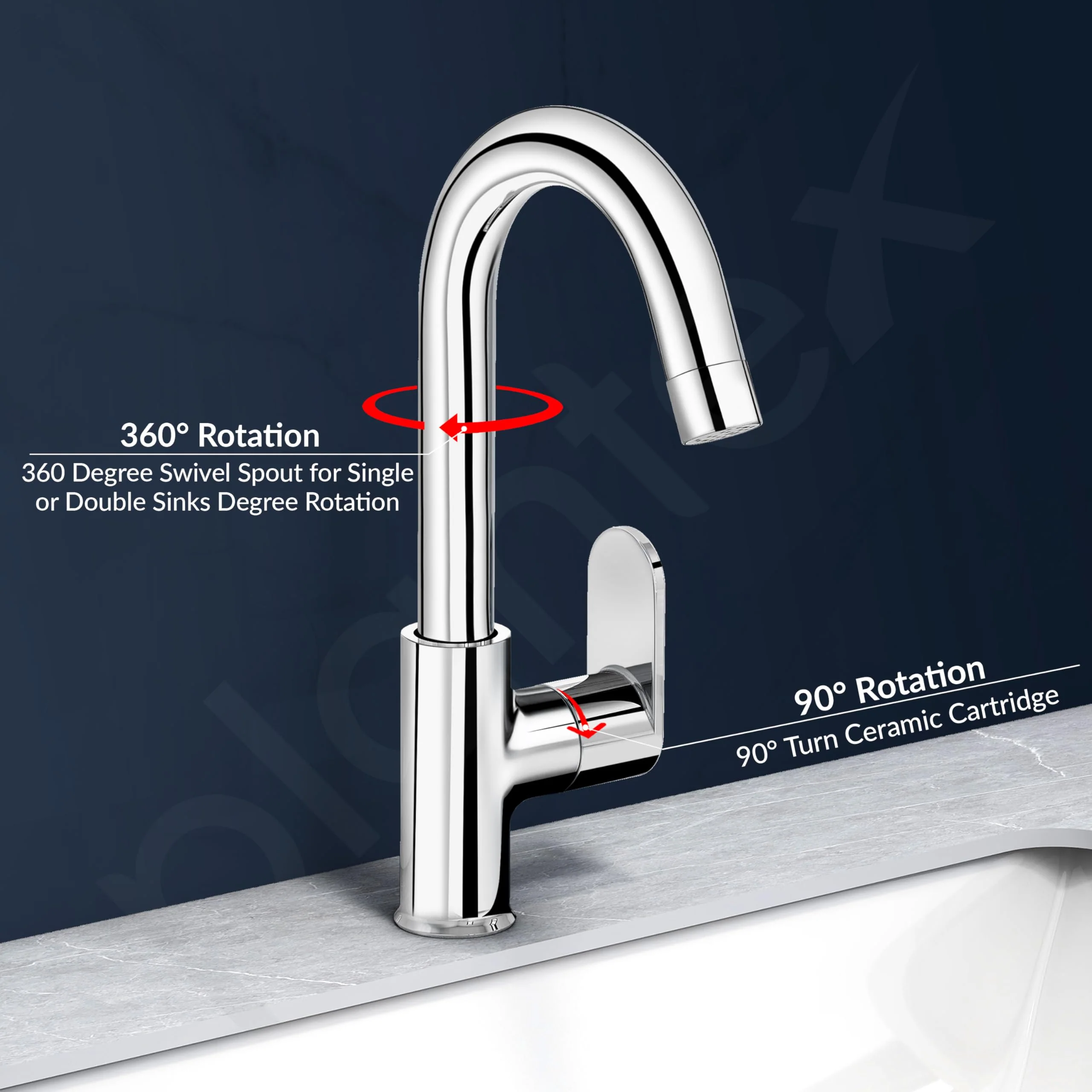 Plantex Pure Brass Kitchen Sink Tap with Water Saving Aerator/Sink Tap for Kitchen Basin with Brass Wall Flange and Teflon Tape-7 Year Warranty (ORN-212-Chrome) - Image 6