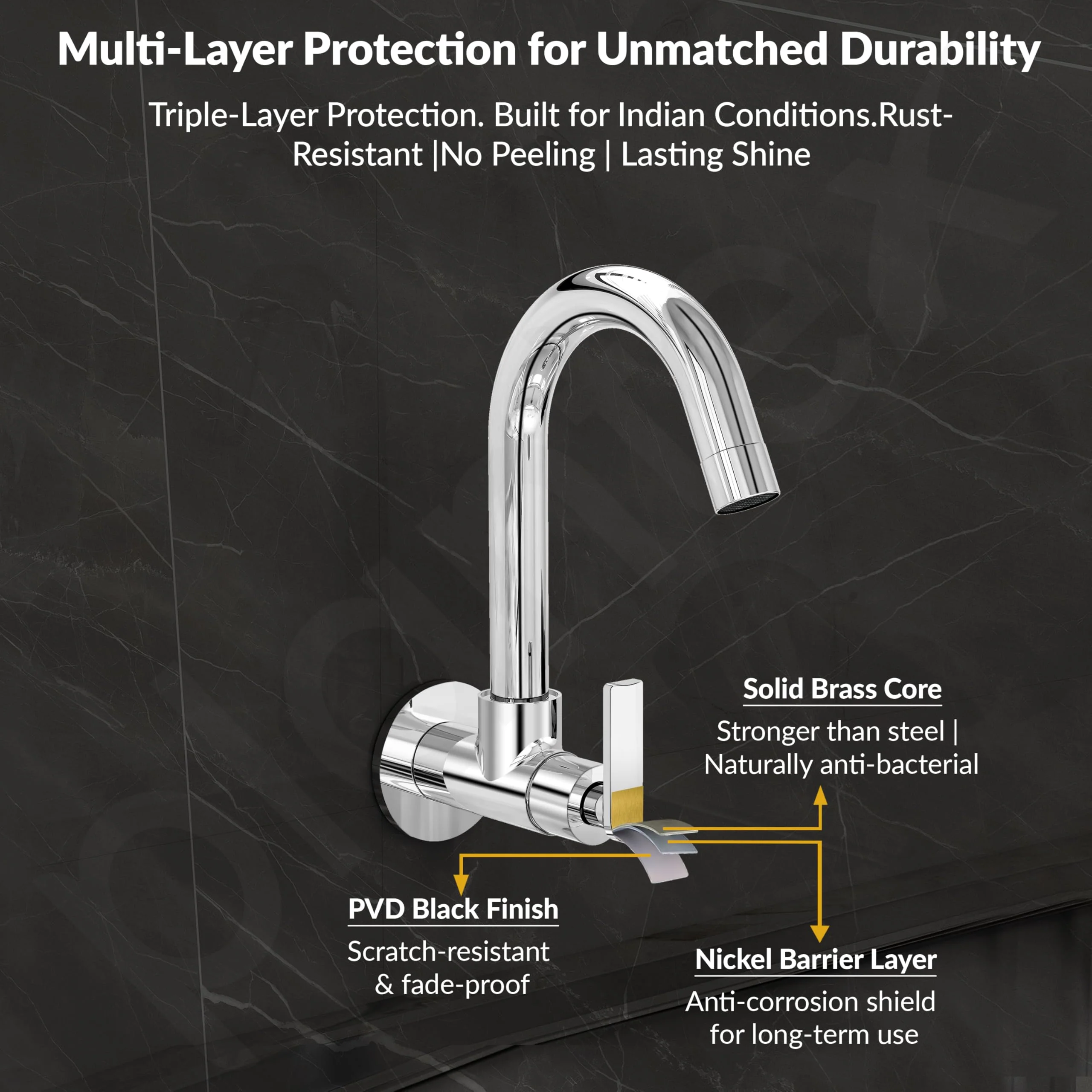Plantex Pure Brass Kitchen Taps for Home Sink/Kitchen Sink Tap with 360° Swivel Spout and Water Saving Aerator-7Year Warranty-(BAL-510) - Image 5