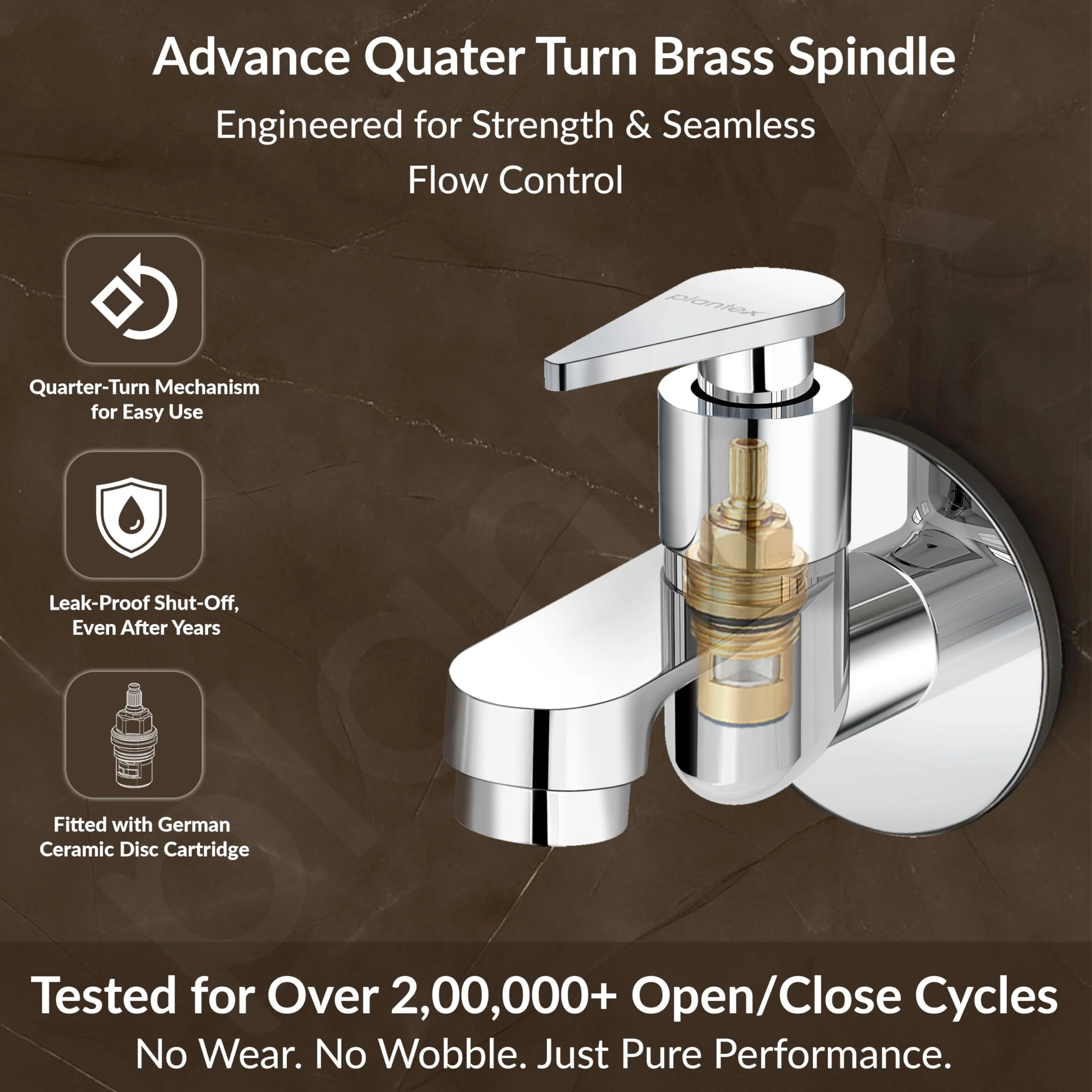 Plantex Pure Brass LEA-701 Water Tap for Bathroom with Water-Saving Technology Tap/Wall Mount Bib Tap with Wall Flange & Teflon Tape-7 Year Warranty (Chrome Finish) - Image 4