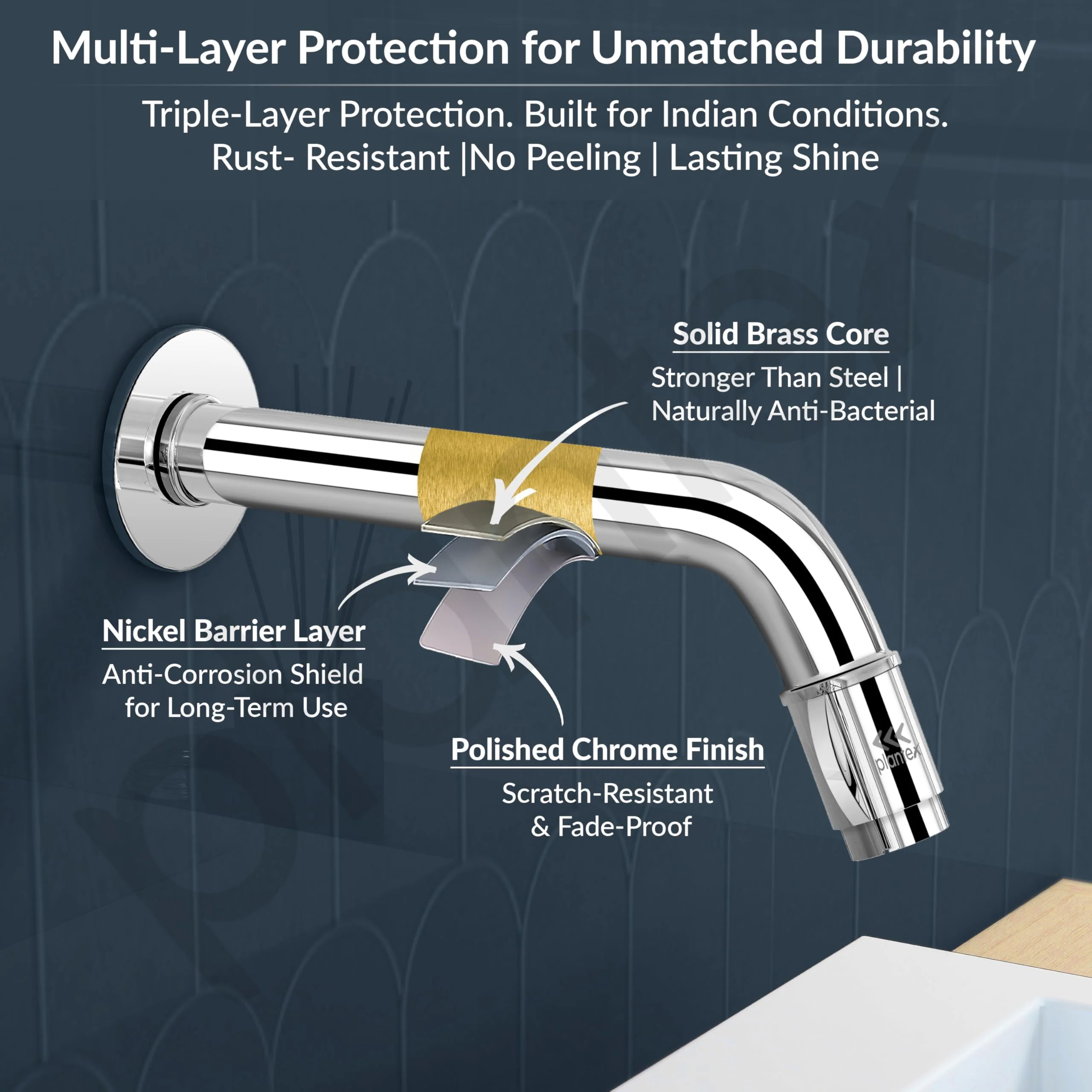Plantex Pure Brass Long Body Bib Cock Water Tap for Bathroom with Water Saving Aerator/Wall Mount Tap with Brass Wall Flange and Teflon Tape -7 Year Warranty by Plantex (MAG-1202, Chrome) - Image 5
