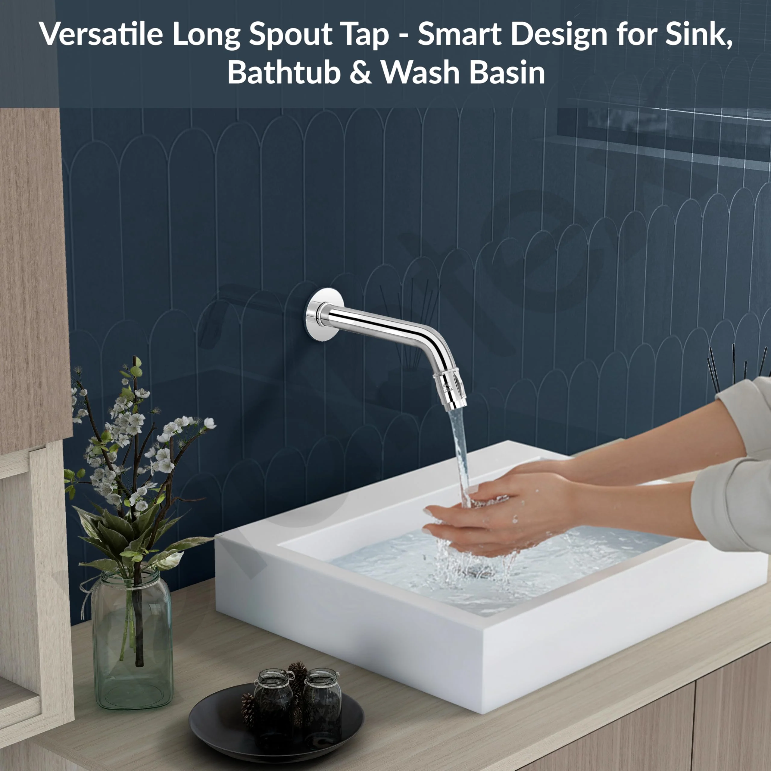 Plantex Pure Brass Long Body Bib Cock Water Tap for Bathroom with Water Saving Aerator/Wall Mount Tap with Brass Wall Flange and Teflon Tape -7 Year Warranty by Plantex (MAG-1202, Chrome) - Image 6