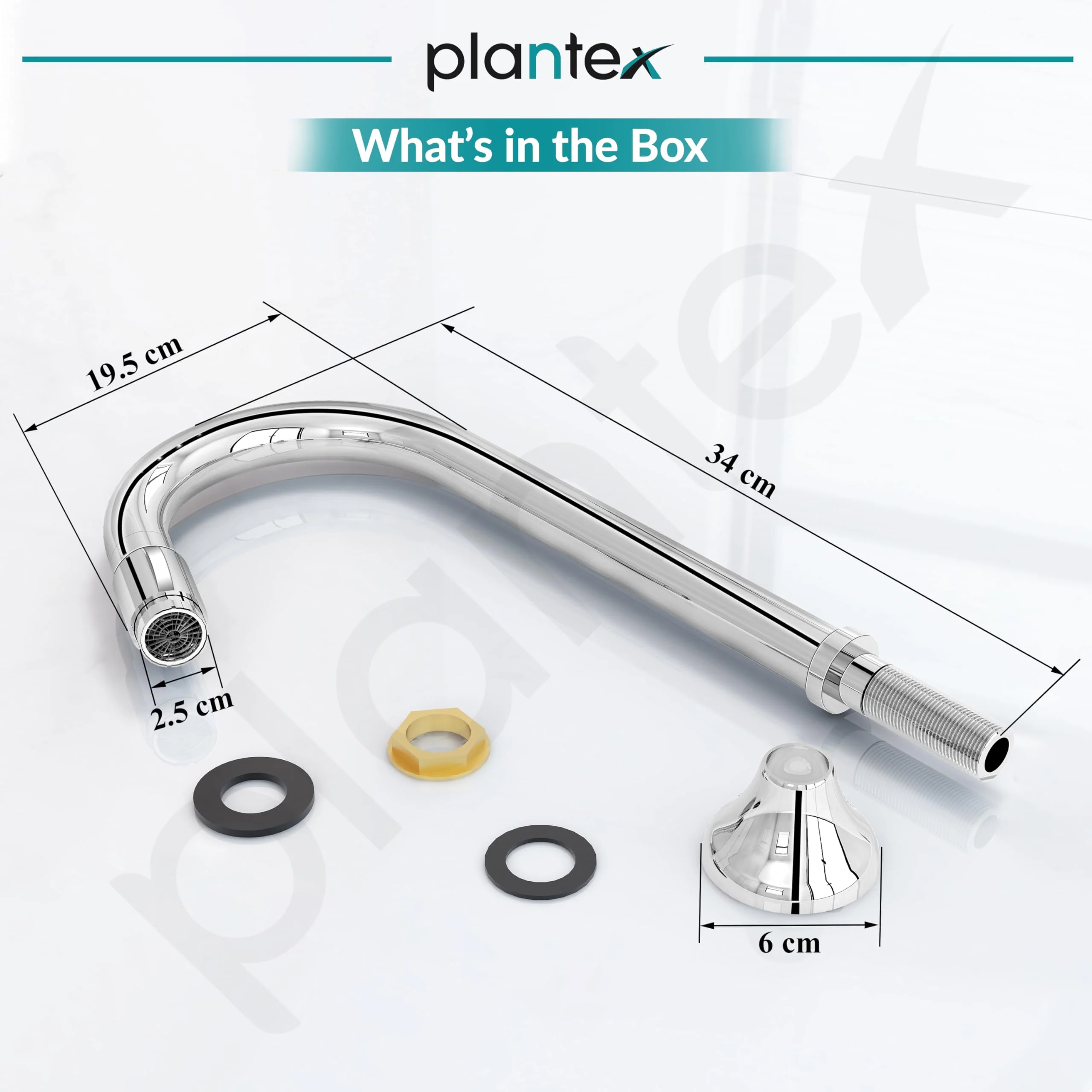 Plantex Pure Brass Mouth Flow Swan Neck Pillar Cock Water Tap with Teflon Tape/Tabletop Basin Tap with 7 Year Warranty (MAG-1204-Chrome) - Image 3