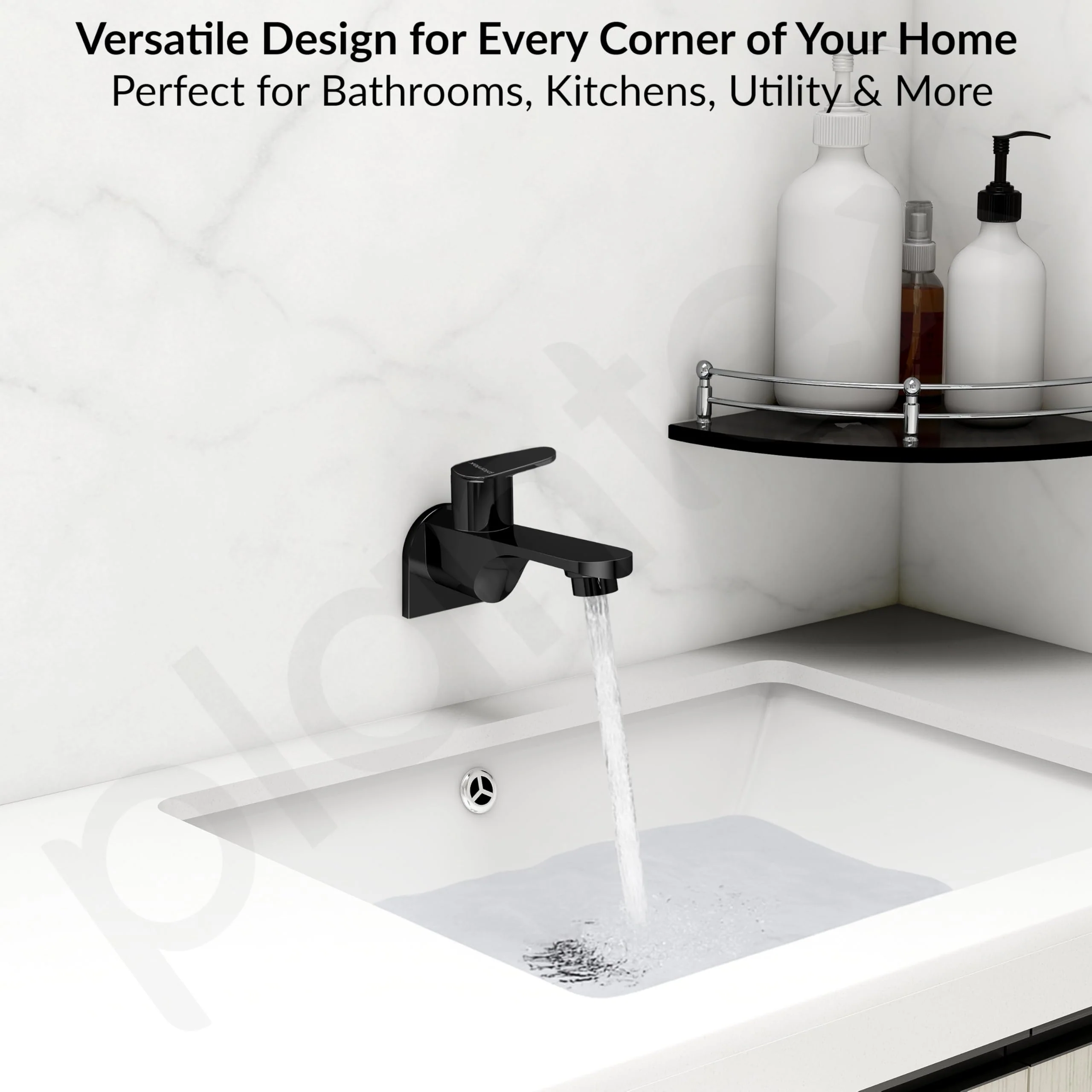 Plantex Pure Brass ORN-201 Bib Cock Water Tap with Brass Wall Flange & Teflon Tape/Bib Tap with Water Saving Aerator-7 Year Warranty (PVD Black) - Image 6