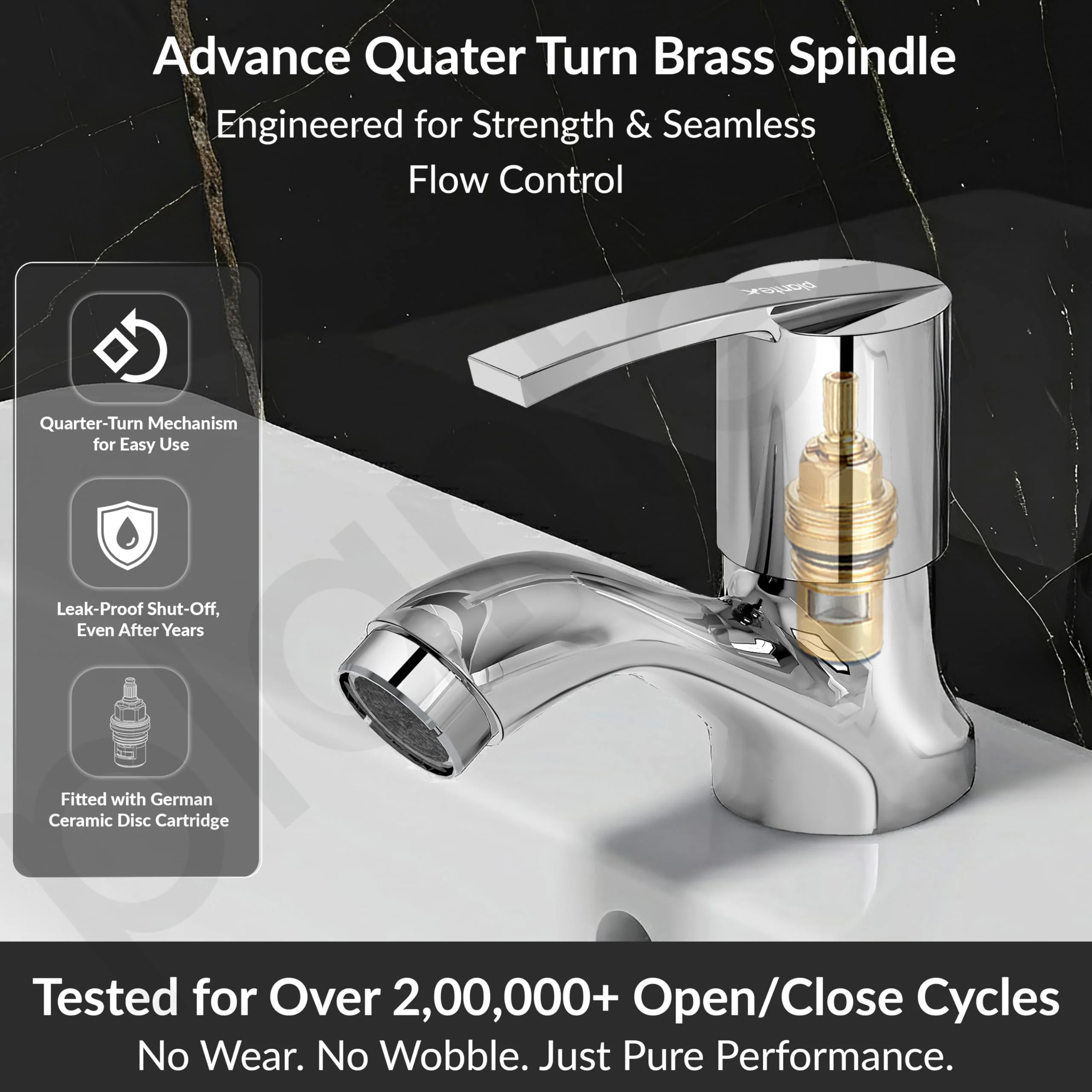 Plantex Pure Brass Pillar Cock Tap for Wash Basin with Water Saving Aerator/Tabletop Basin Tap with TeflonTape/7 Year Warranty by Planex (AQ-1403-Mirror Chrome) - Image 3