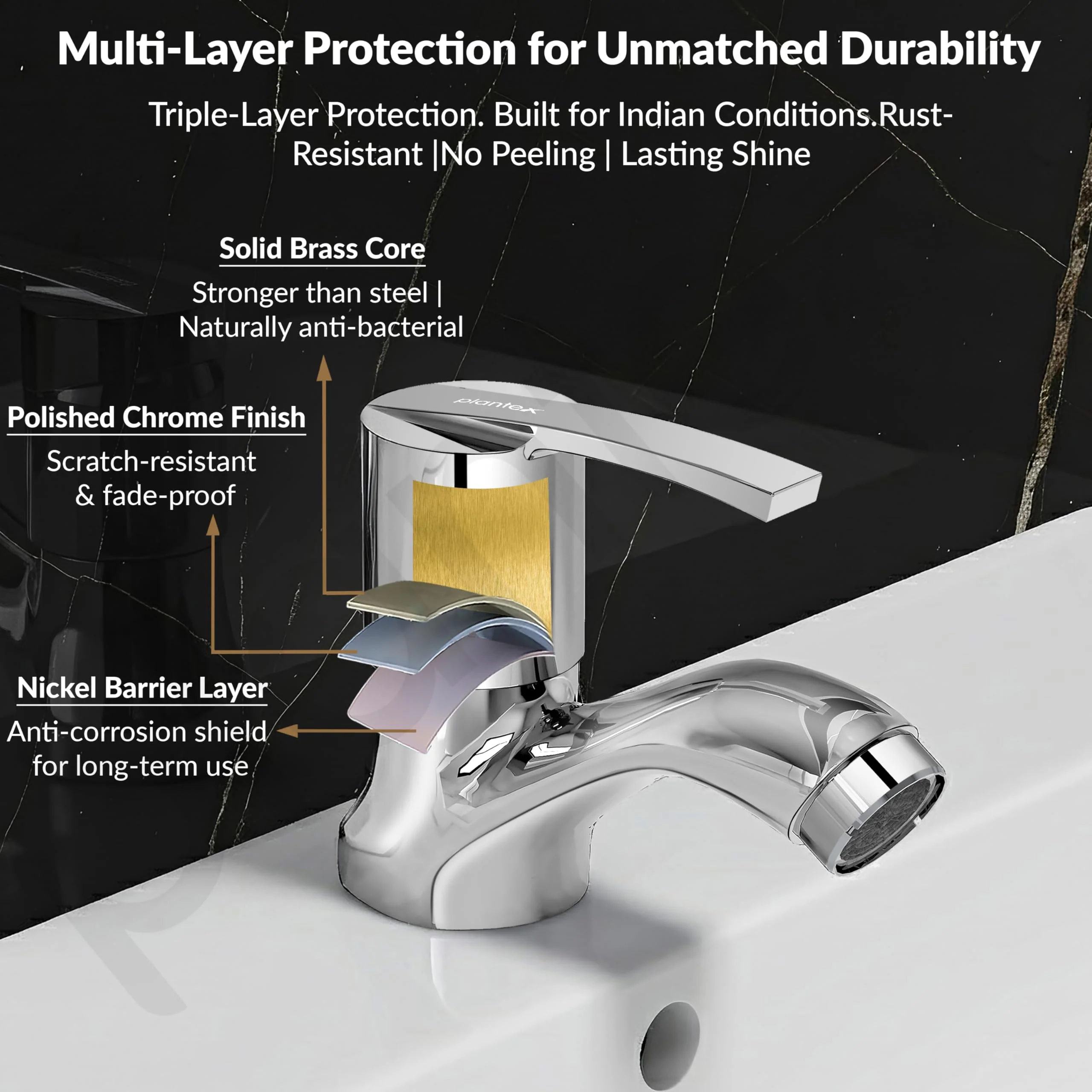 Plantex Pure Brass Pillar Cock Tap for Wash Basin with Water Saving Aerator/Tabletop Basin Tap with TeflonTape/7 Year Warranty by Planex (AQ-1403-Mirror Chrome) - Image 5
