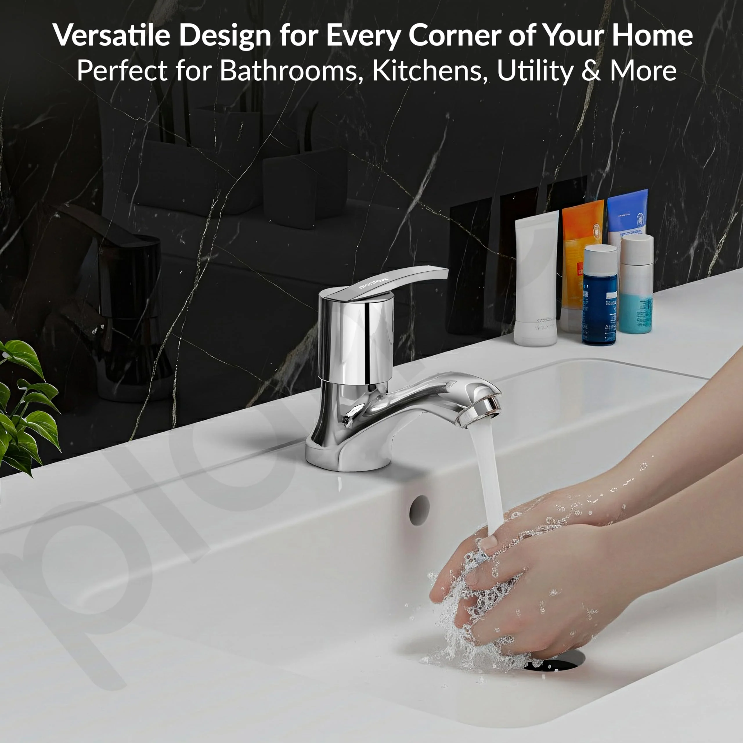 Plantex Pure Brass Pillar Cock Tap for Wash Basin with Water Saving Aerator/Tabletop Basin Tap with TeflonTape/7 Year Warranty by Planex (AQ-1403-Mirror Chrome) - Image 6