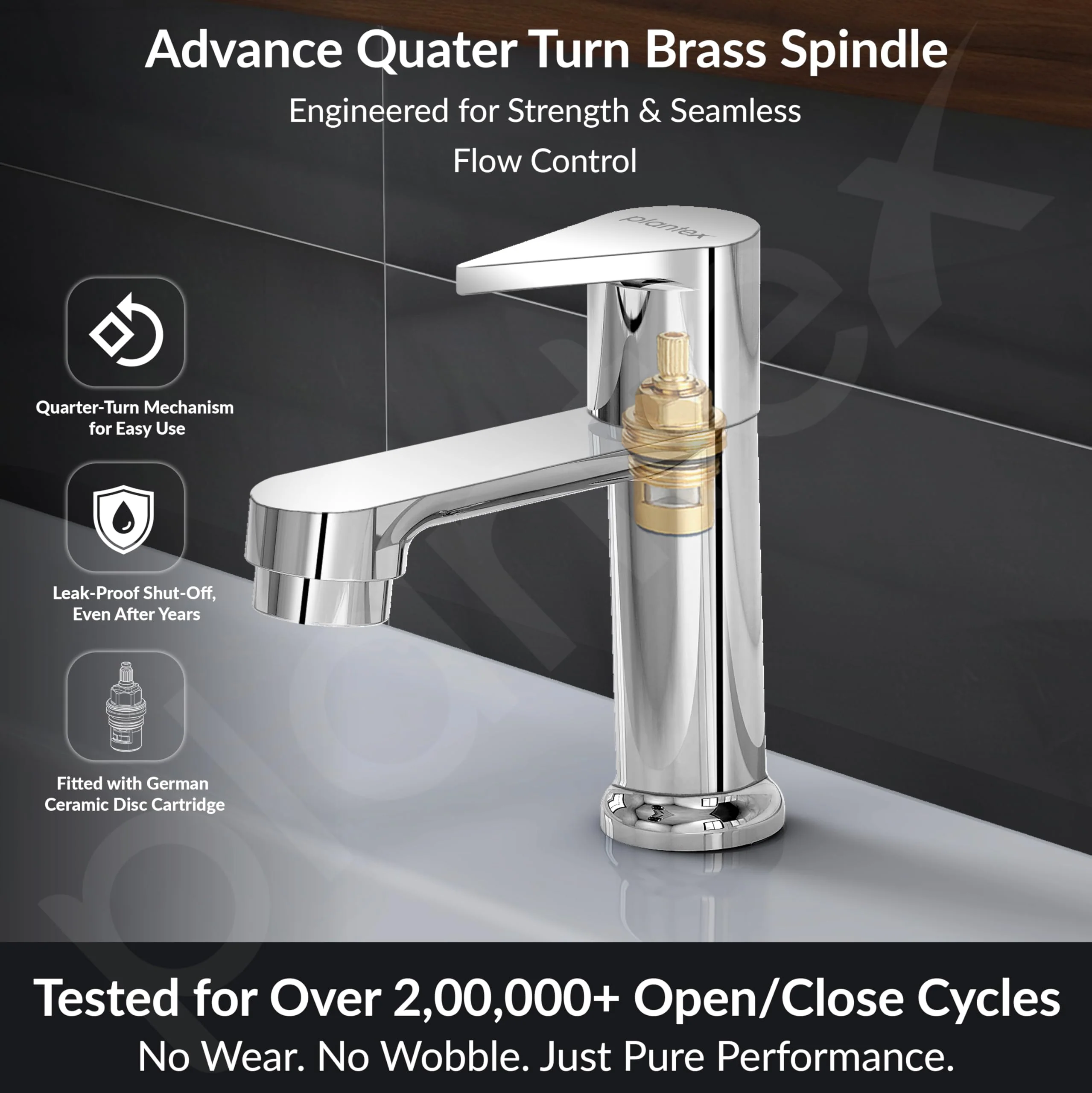Plantex Pure Brass Pillar Tap for Wash Basin/Kitchen Taps for Home Sink/Wash Basin Tap with 7 Year Warranty (PAC-1803-Mirror Chrome) - Image 2
