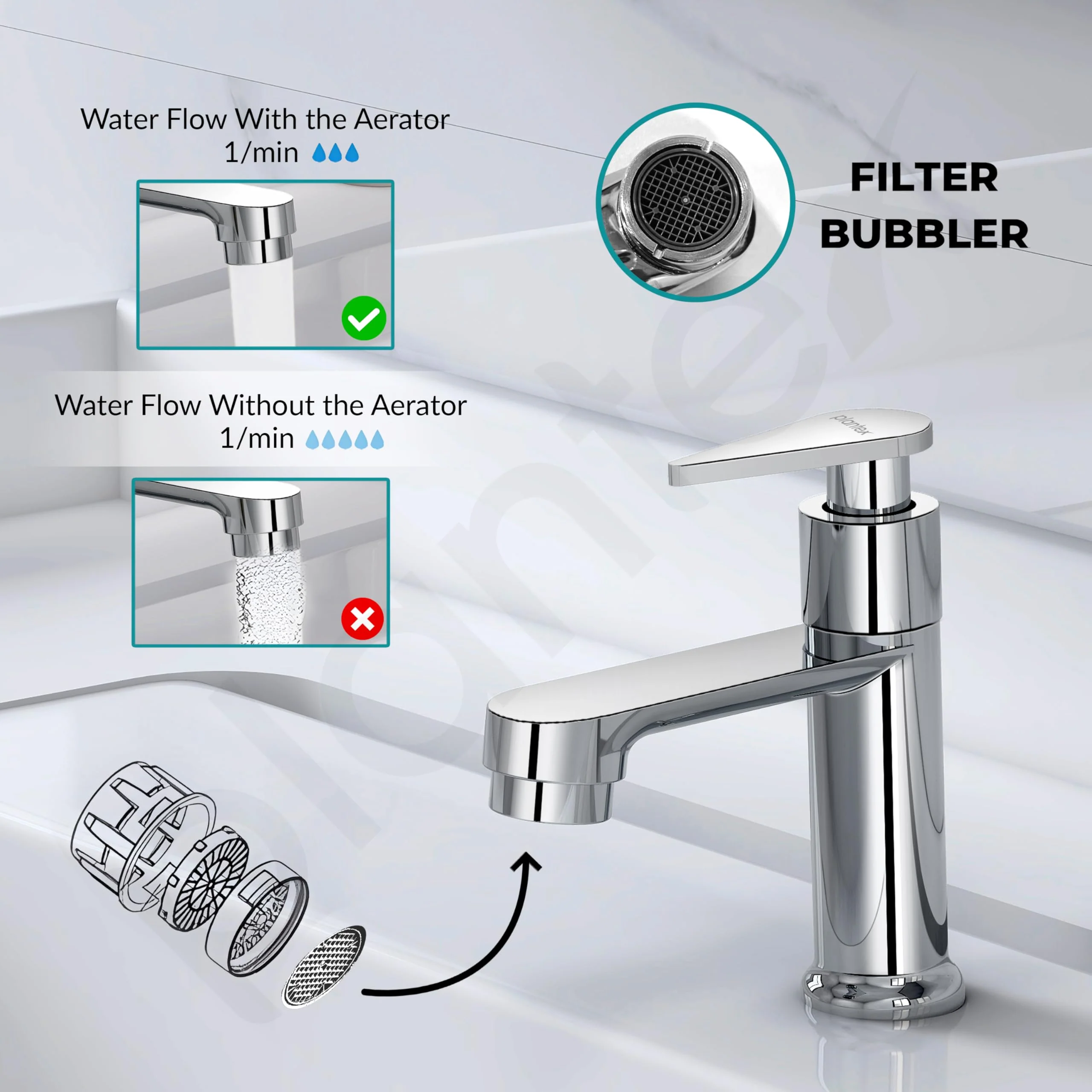 Plantex Pure Brass Pillar Tap for Wash Basin Tap/Water Tap with Water Saving Nozzle/Tap for Wash Basin-7 Year Warranty by Plantex (LEA-703-Mirror Chrome) - Image 5