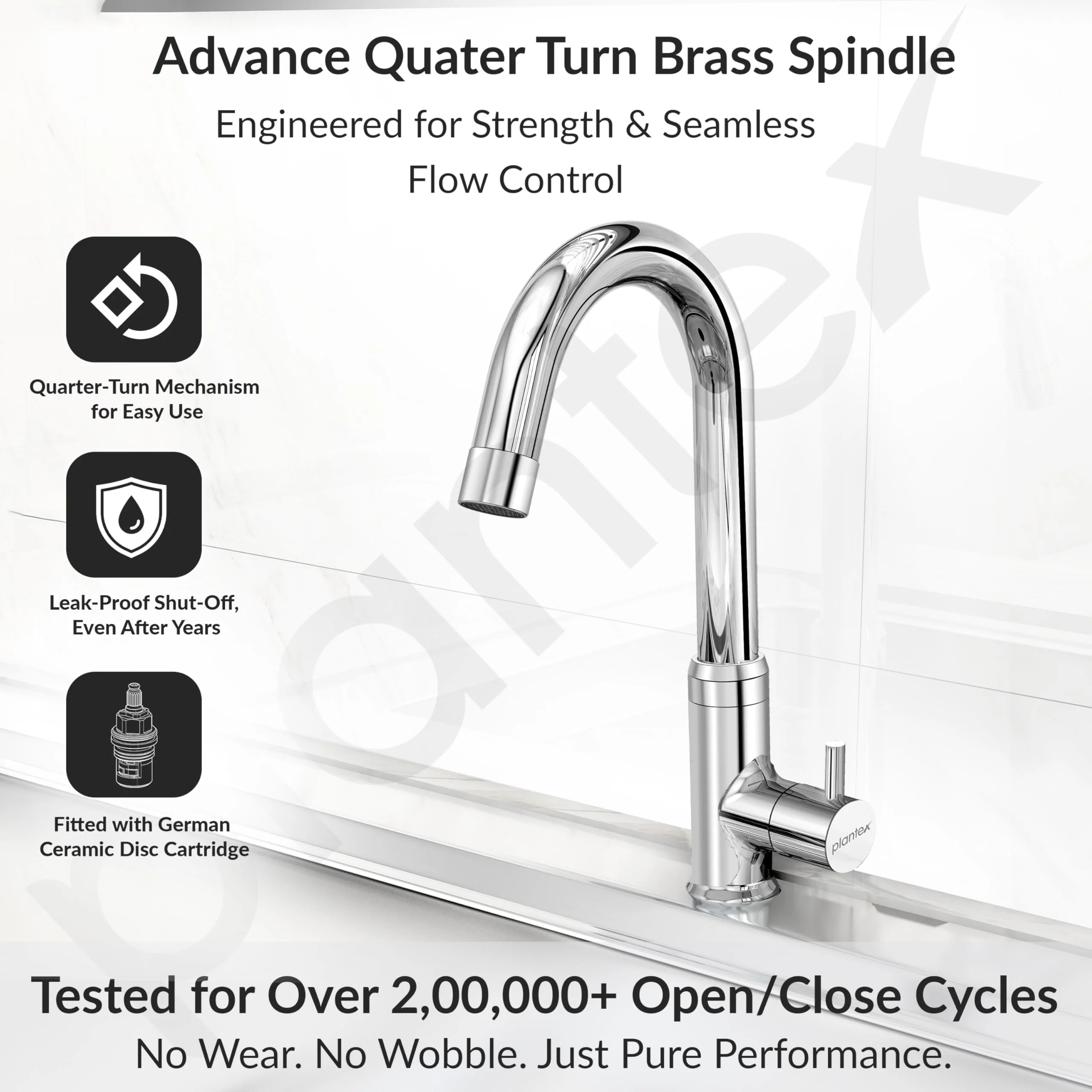 Plantex Pure Brass Pillar Tap for Wash Basin with 360° Swivel Spout for Sink Tap with Water Saving Aerator-7 Year Warranty (ICO-912-Chrome) - Image 3