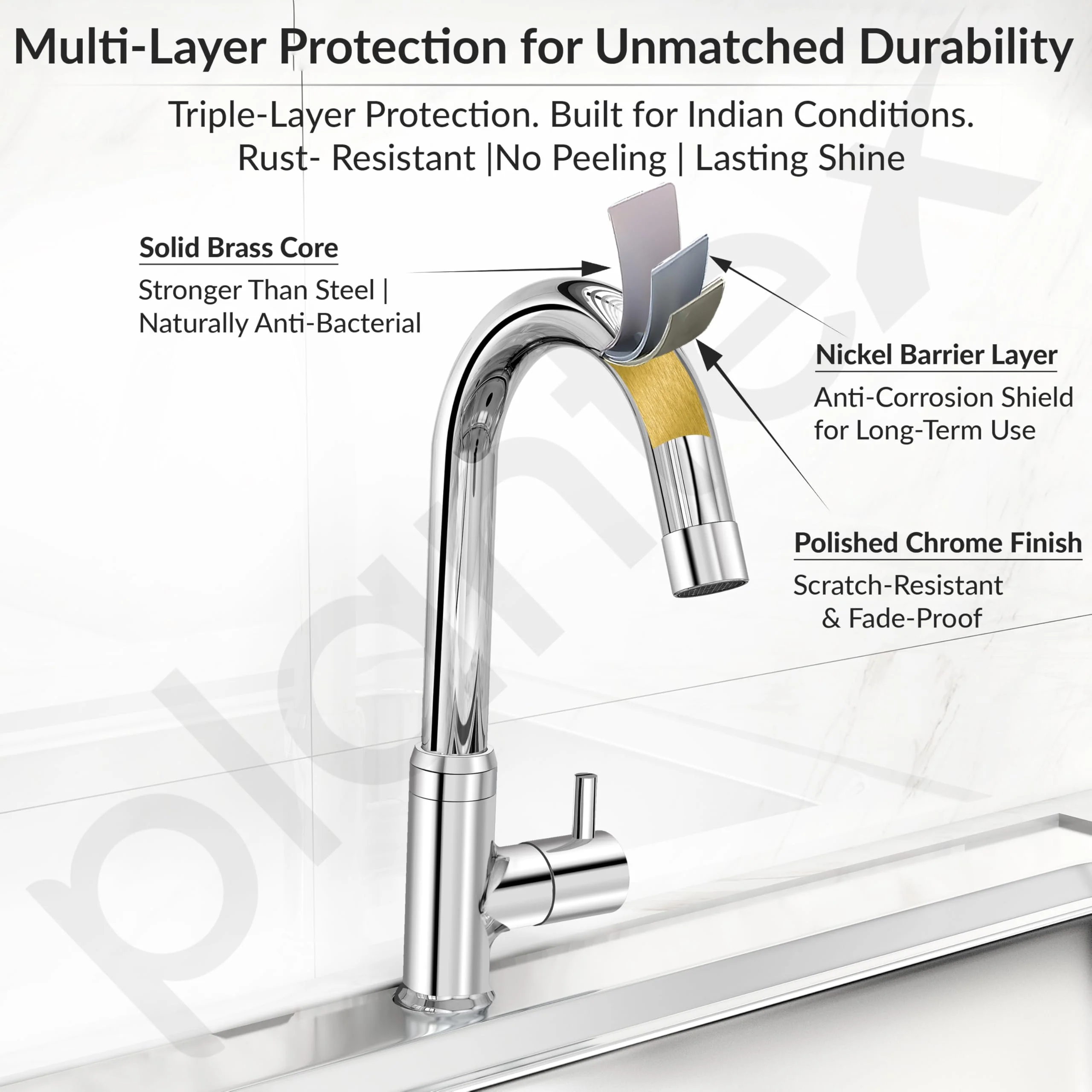 Plantex Pure Brass Pillar Tap for Wash Basin with 360° Swivel Spout for Sink Tap with Water Saving Aerator-7 Year Warranty (ICO-912-Chrome) - Image 6