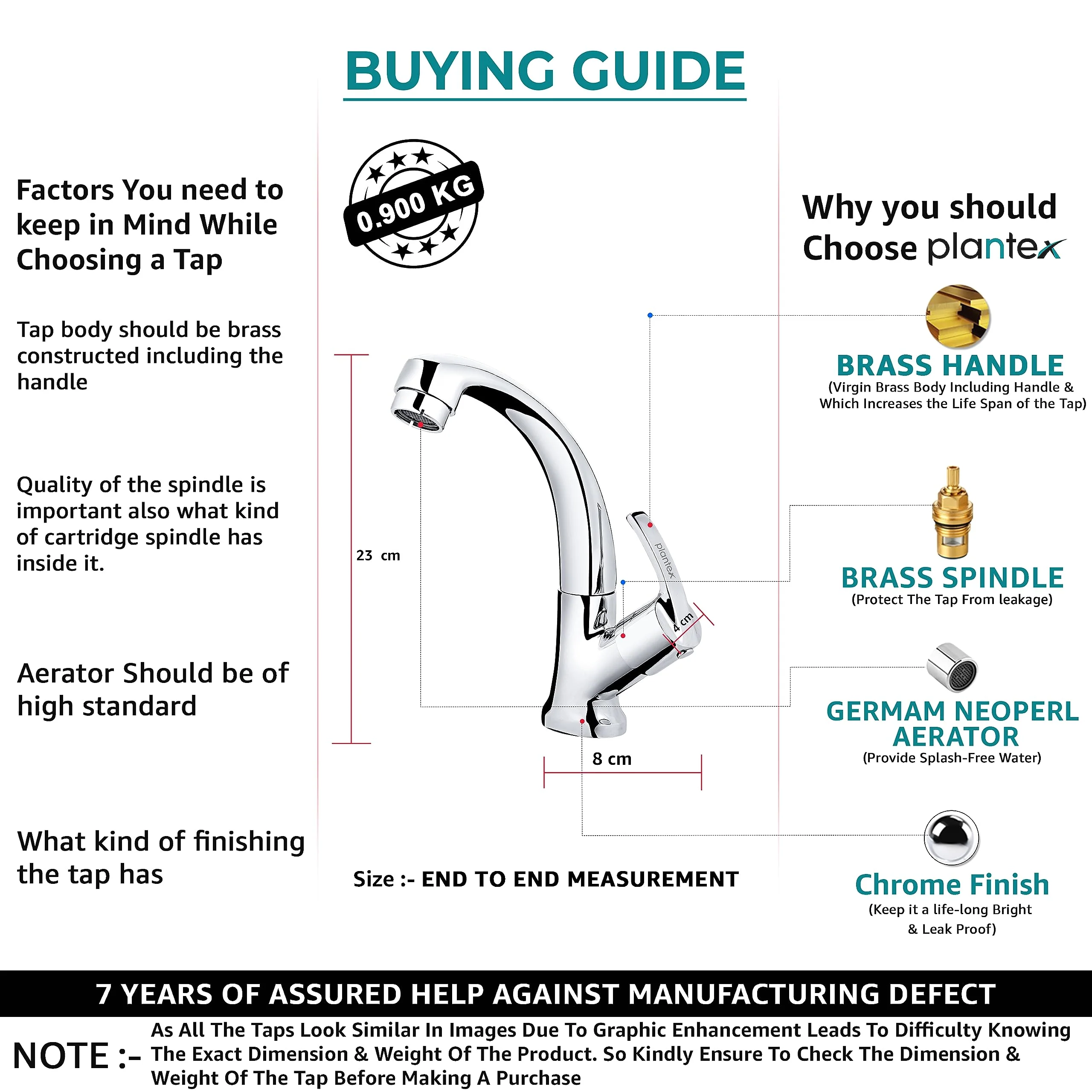 Plantex Pure Brass Pillar Tap for Wash Basin with 360ยฐ Swivel Spout for Sink Tap with Water Saving Aerator with 7 Year Warranty (AQ-1412-Chrome) - Image 2