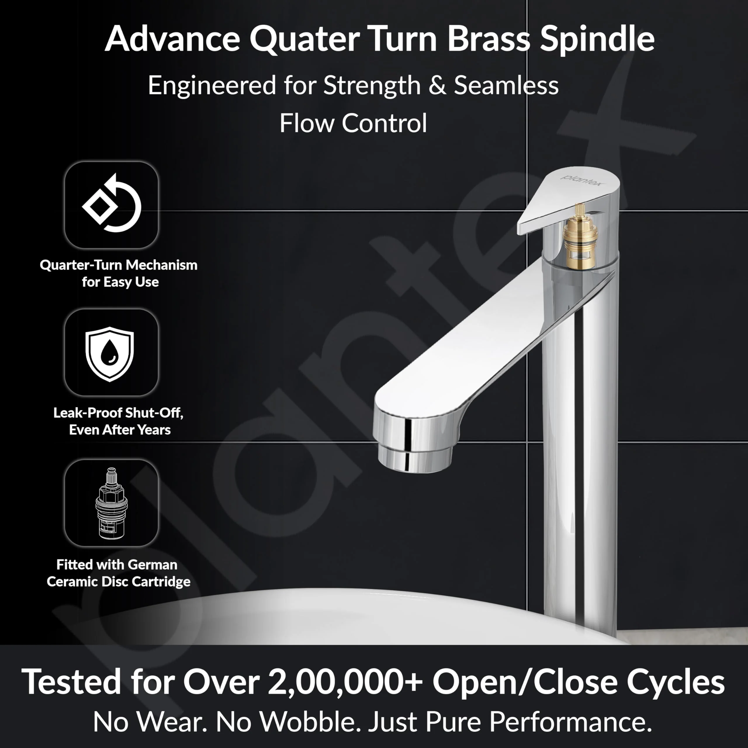 Plantex Pure Brass Pillar Tap for Wash Basin with Water Saving Nozzle/High Neck Wash Basin Tap/Pillar Cocke for Basin with 7 Year Warranty- (PAC-1804-Mirror Chrome) - Image 2