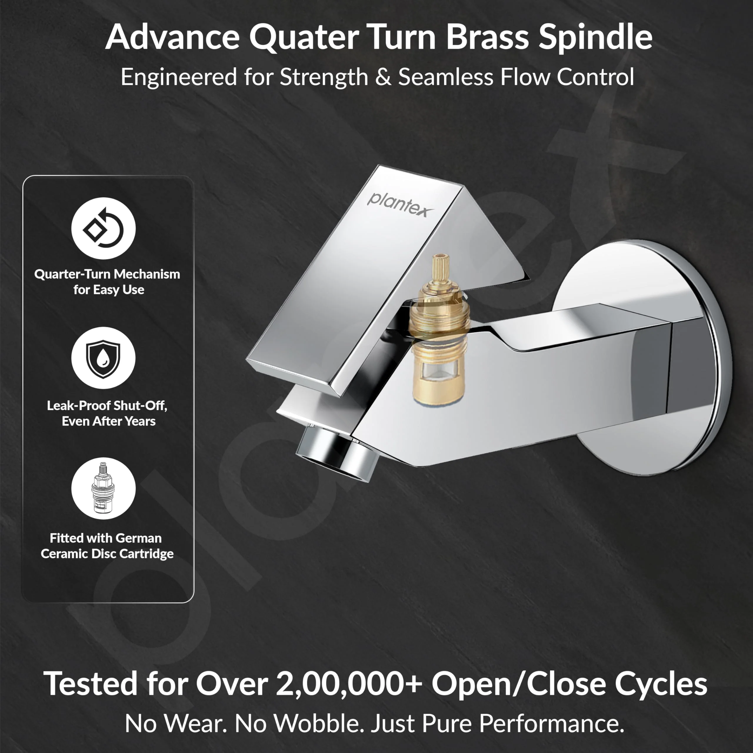 Plantex Pure Brass PRI-301 Water Tap for Bathroom with Water-Saving Technology Tap/Wall Mount Bib Tap with Wall Flange & Teflon Tape-7 Year Warranty (Chrome Finish) - Image 3