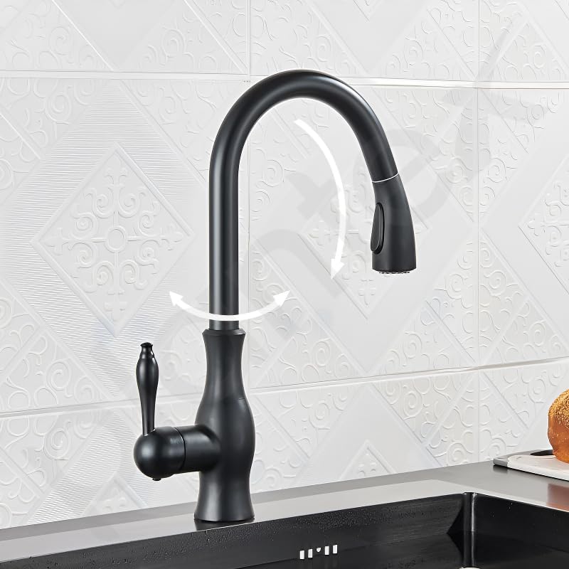 Plantex Pure Brass Single Lever Kitchen Sink Tap/Sink Tap for Kitchen Pull Out Flexible Swivel spout/Sink Mixer tap Hot & Cold/Tap for Kitchen Sink-(8989-Black) - Image 6