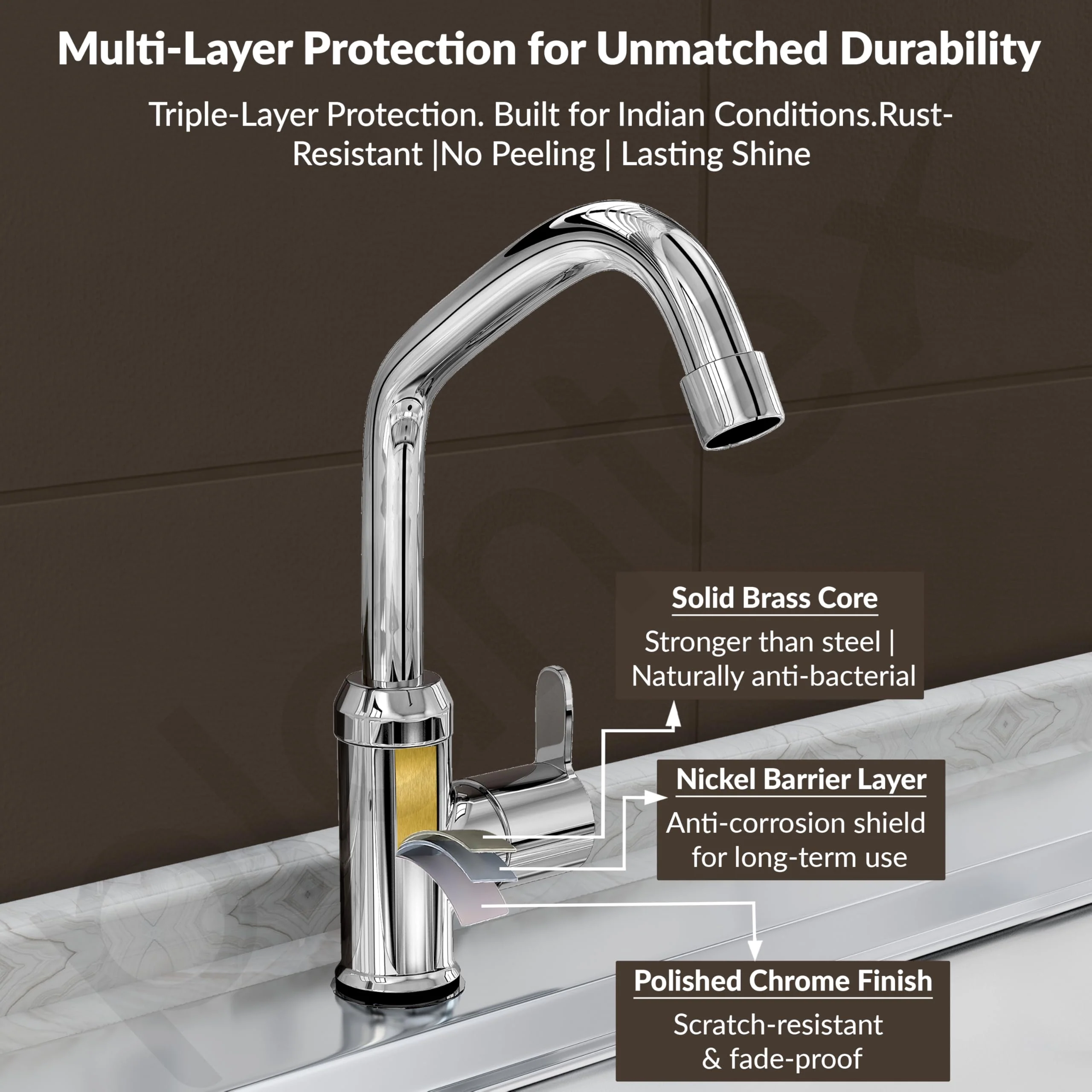 Plantex Pure Brass Single Lever Kitchen Taps for Home Sink/Kitchen Tap with Water Saving Nozzle for Sink Tap with 7 Year Warranty -(FLO-812-Mirror-Chrome) - Image 5