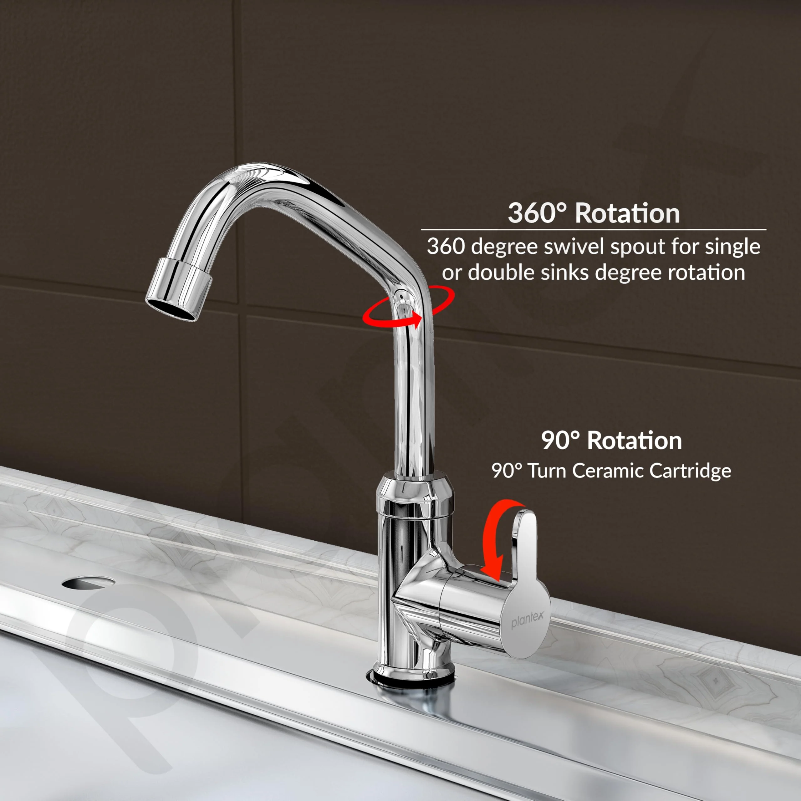 Plantex Pure Brass Single Lever Kitchen Taps for Home Sink/Kitchen Tap with Water Saving Nozzle for Sink Tap with 7 Year Warranty -(FLO-812-Mirror-Chrome) - Image 6