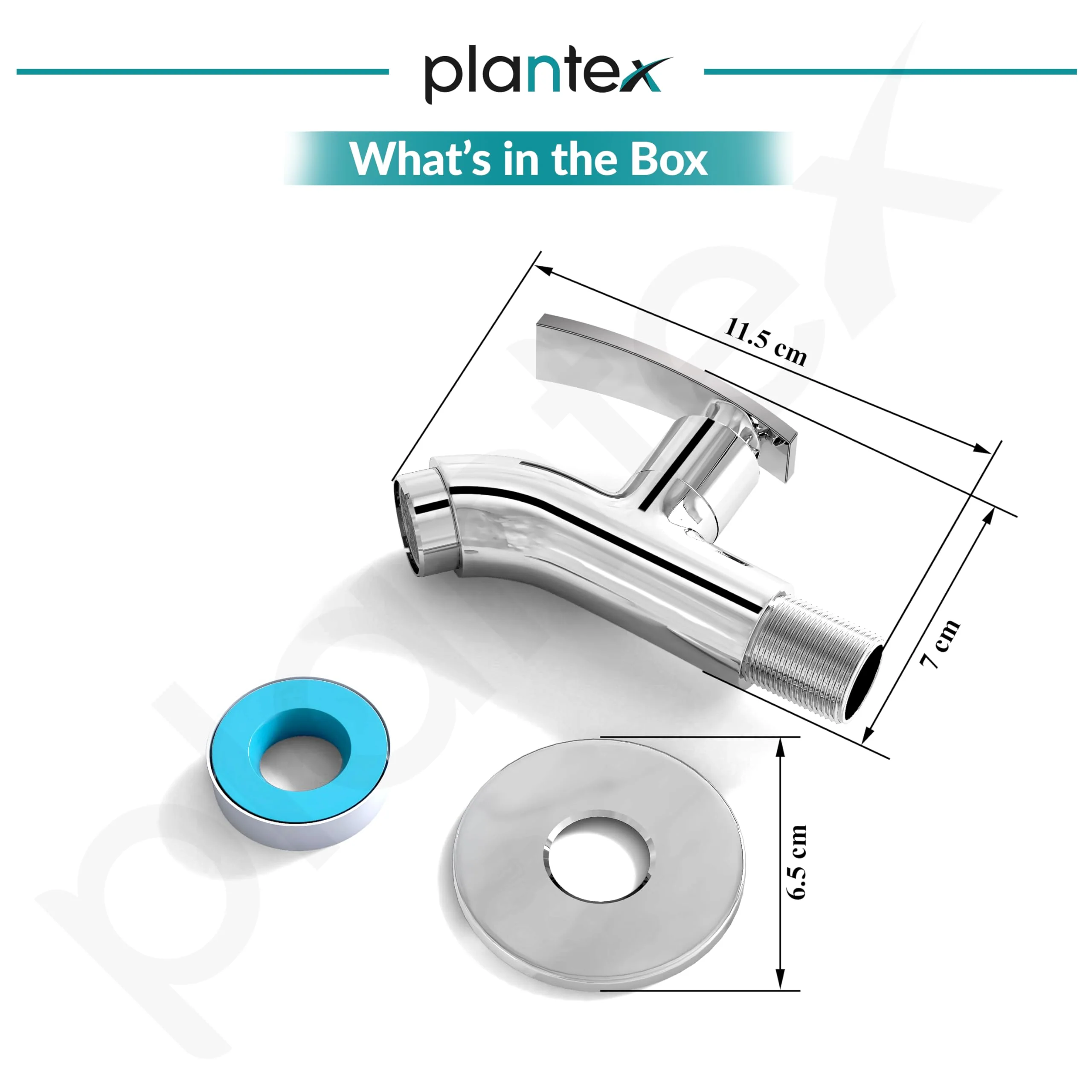 Plantex Pure Brass Single Lever Short Body Bib Tap with Water Saving Techonlogy Tap/Water Tap with Teflon Tape & Wall Flange for Bathroom (ZUR-1502, Chrome) - Image 3