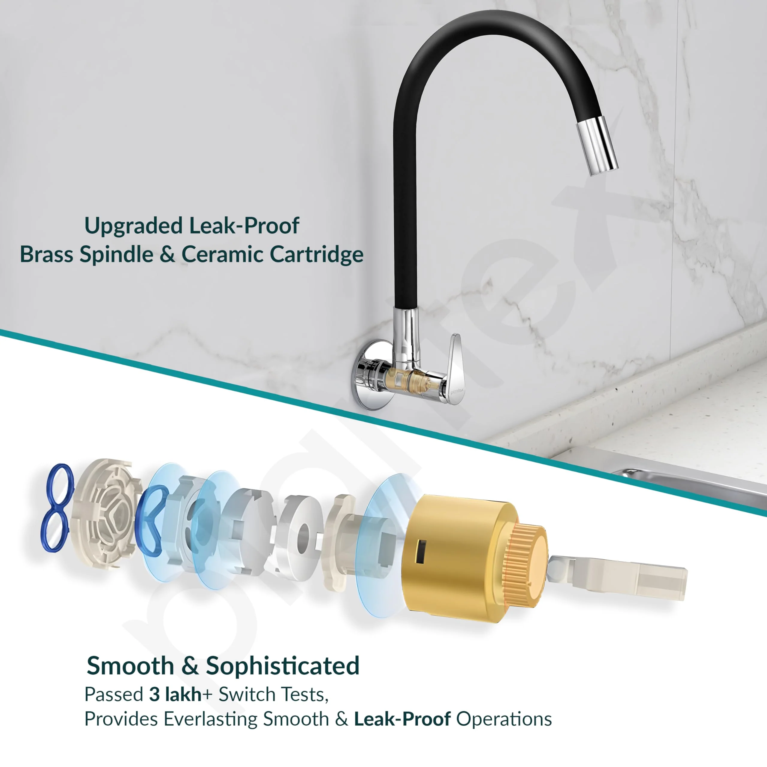 Plantex Pure Brass Kitchen Sink Tap with Silicone Swivel Spout/Flexible Tap for Sink with Water Saving Nozzle for Kitchen Basin Tap-7 Year Warranty by Plantex-(LEA-710B) - Image 5