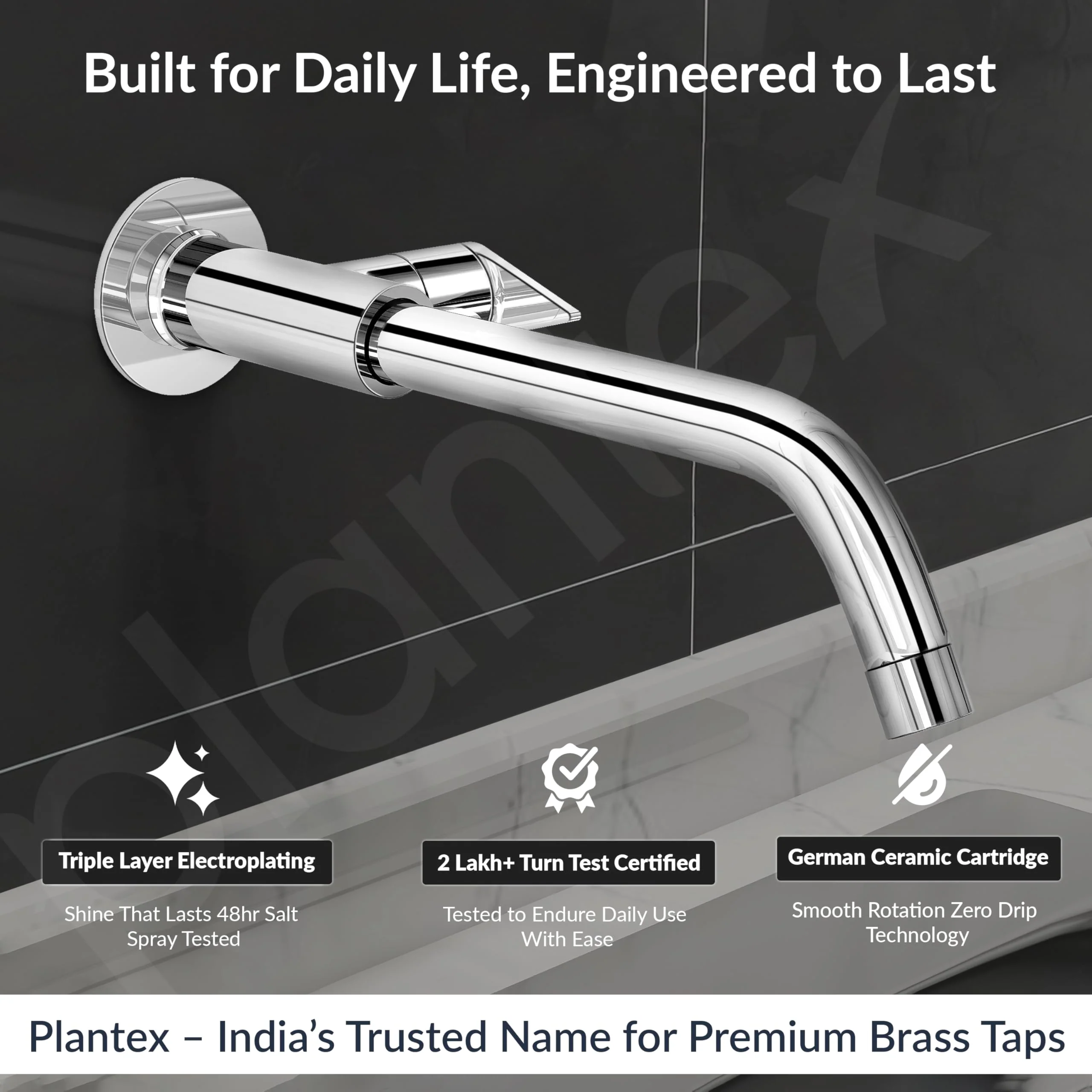 Plantex Pure Brass Sink Tap for Kitchen with 12 inches Long Spout/Kitchen Sink Tap with Water Saving Nozzle - 7 Year Warranty (PAC-1811-Chrome) - Image 2