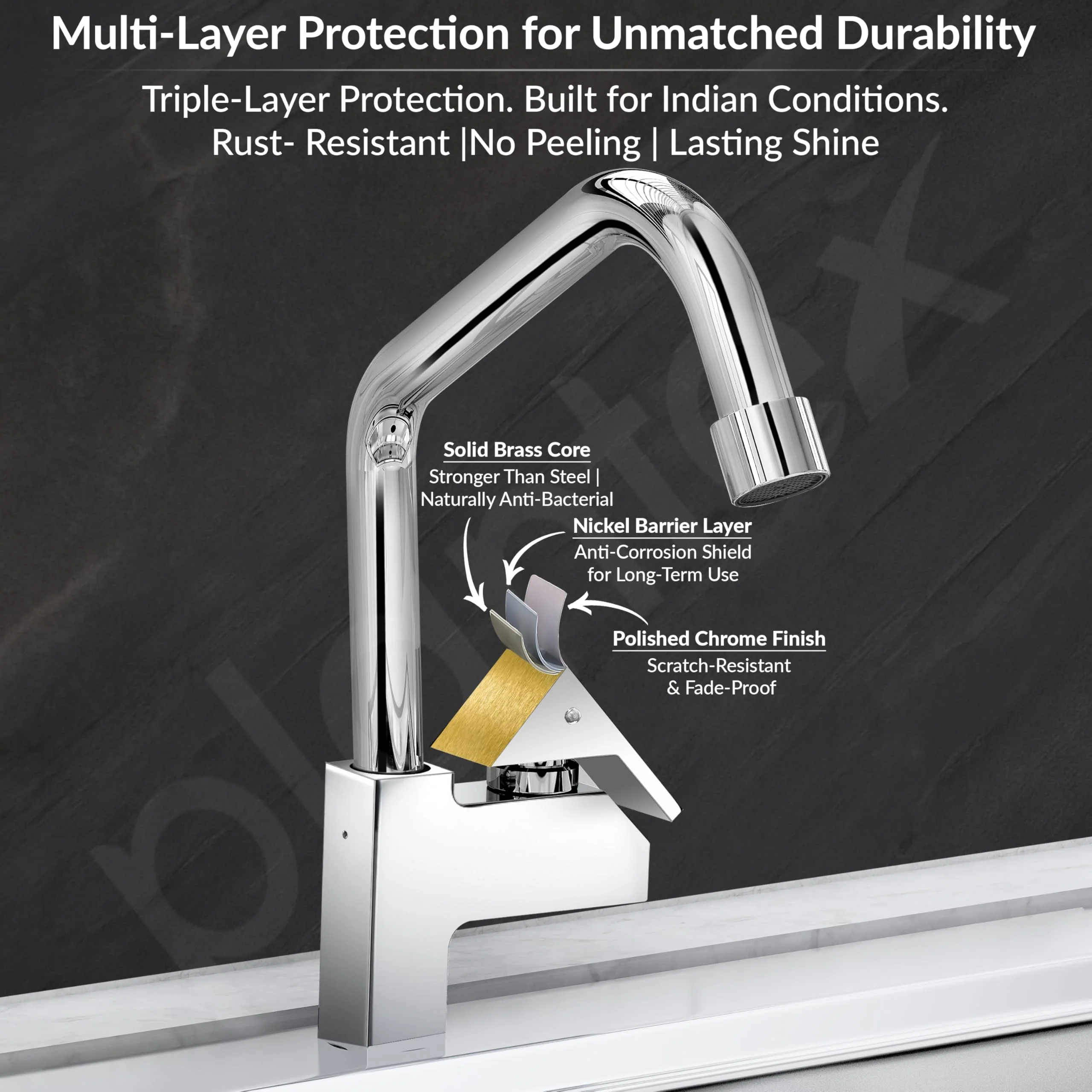 Plantex Pure Brass Sink Tap for Kitchen with 360° Swivel Spout/Kitchen Sink Tap with Water Saving Aerator-7 Year Warranty (PRI-313-Mirror-Chrome Finish) - Image 5