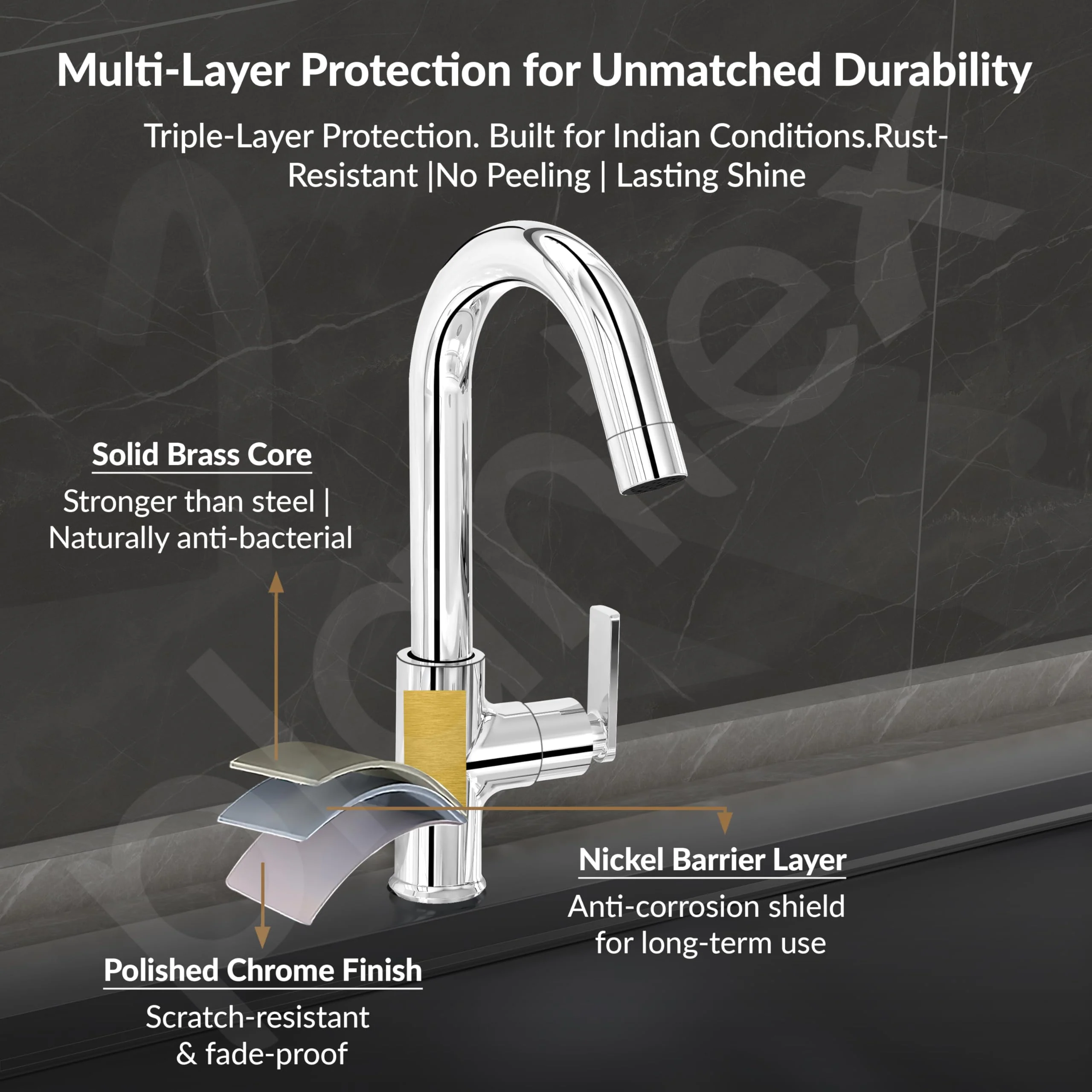 Plantex Pure Brass Sink Tap for Wash Basin with 360° Swivel Spout/Kitchen Tap with Water Saving Aerator- 7 Year Warranty (BAL-512 -Chrome Finish) - Image 3