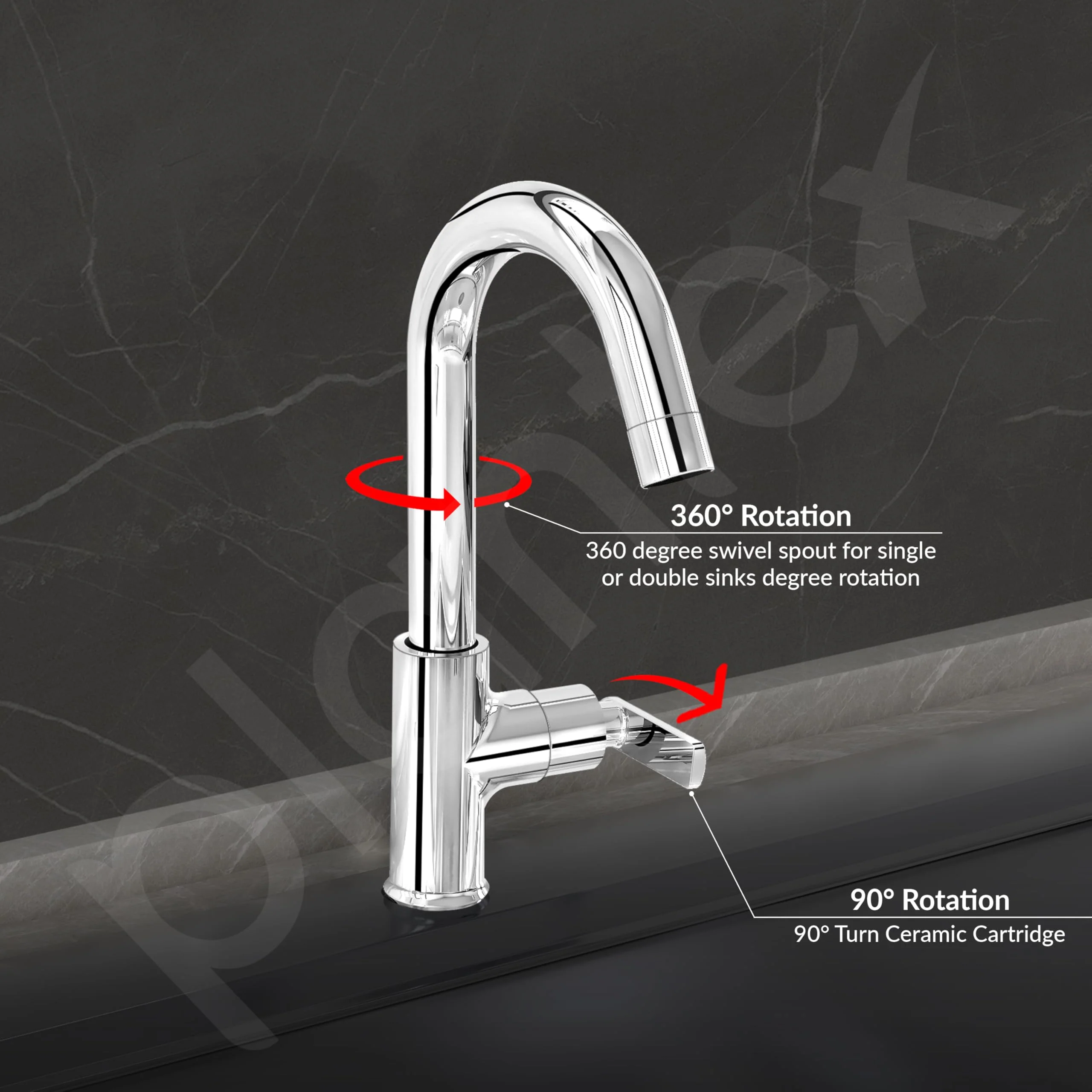 Plantex Pure Brass Sink Tap for Wash Basin with 360° Swivel Spout/Kitchen Tap with Water Saving Aerator- 7 Year Warranty (BAL-512 -Chrome Finish) - Image 5