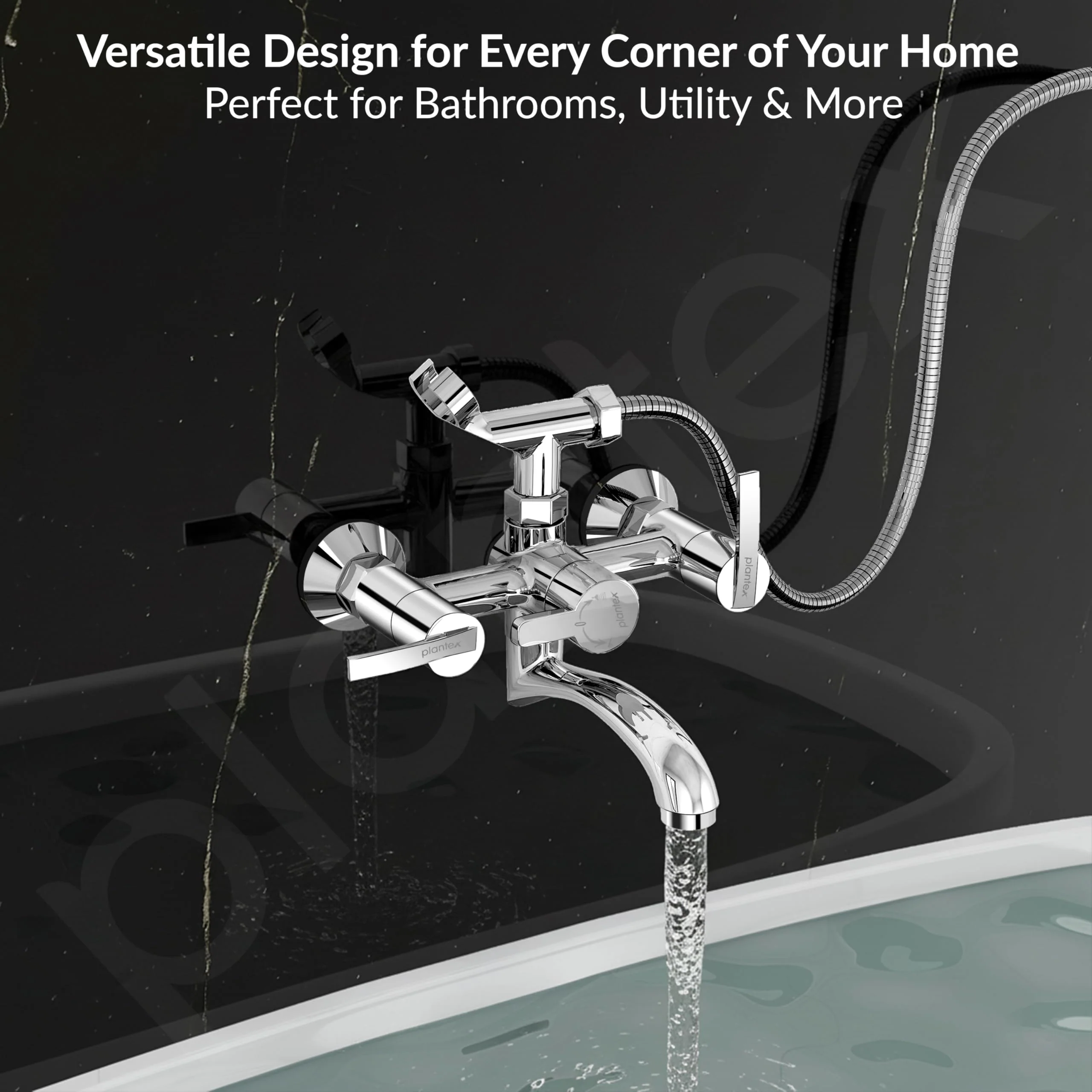 Plantex Pure Brass Telephonic Wall Mixer with Crutch Arranging of Hot & Cold Water with Water Saving Nozzle for Bathroom and Brass Wall Flange 7 Year Warranty -(AQ-1417-Chrome) - Image 7