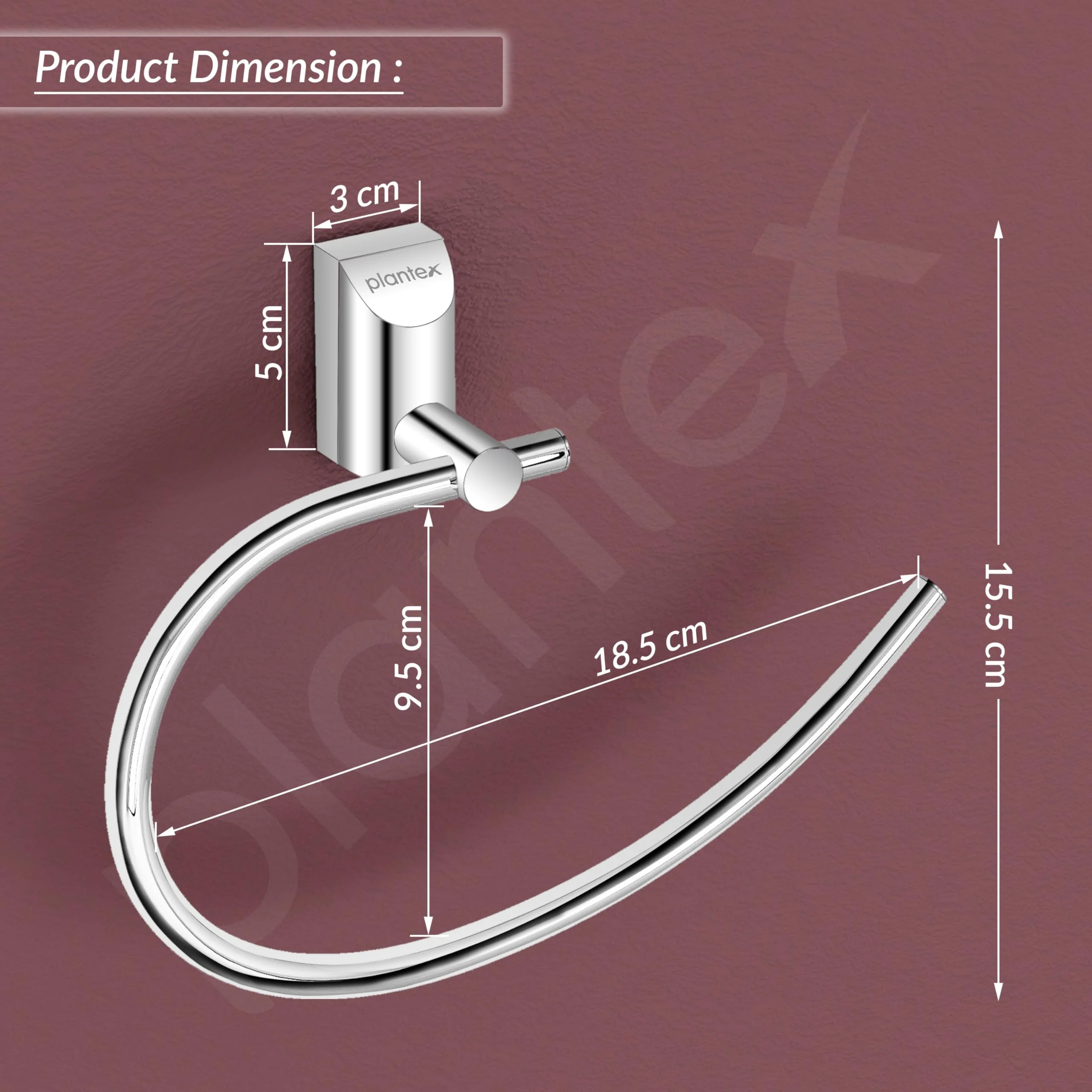 Plantex Pure Brass Towel Holder for Wash Basin/Napkin Holder/Towel Ring/Bathroom Accessories - (Chrome Finish) Superb - Image 3