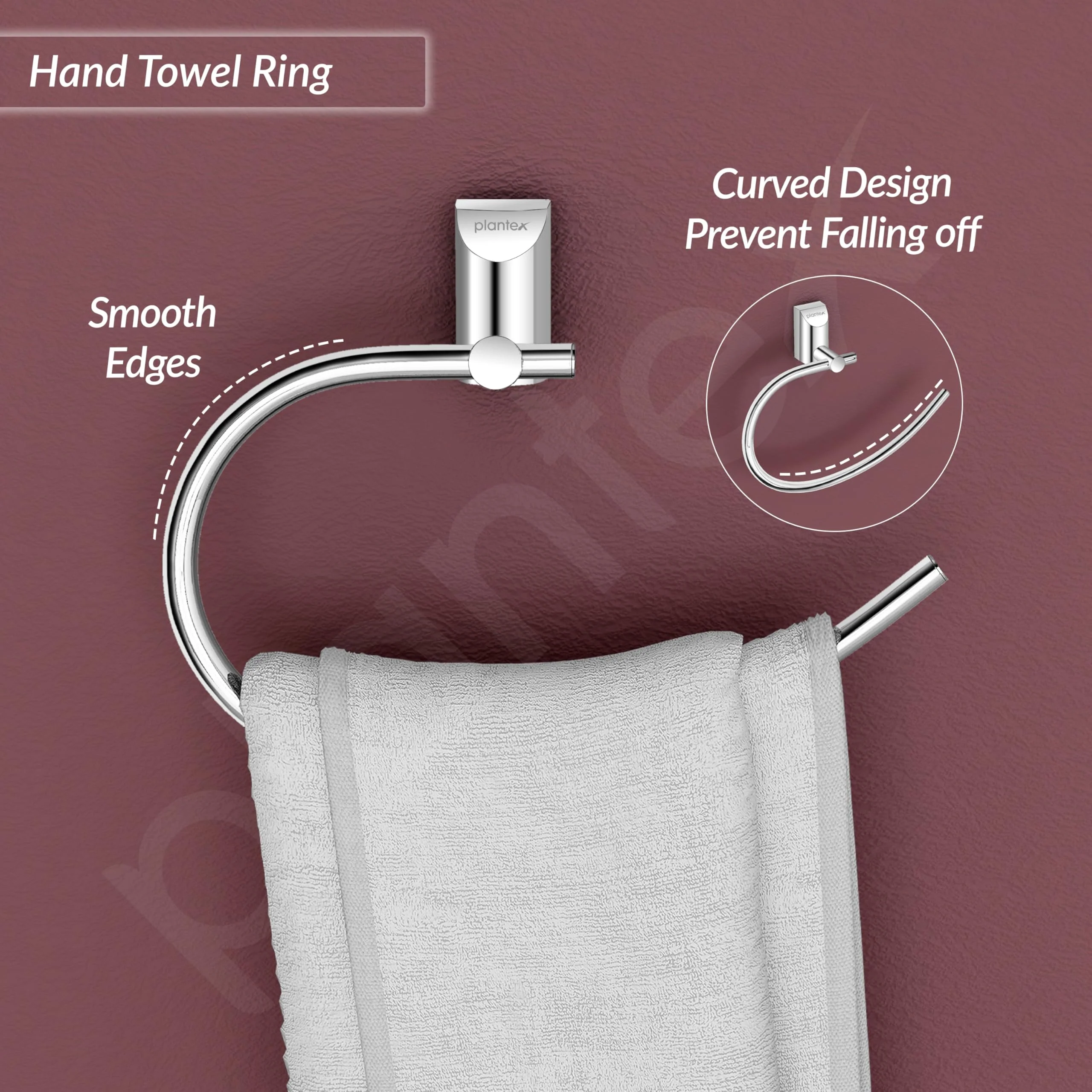 Plantex Pure Brass Towel Holder for Wash Basin/Napkin Holder/Towel Ring/Bathroom Accessories - (Chrome Finish) Superb - Image 7