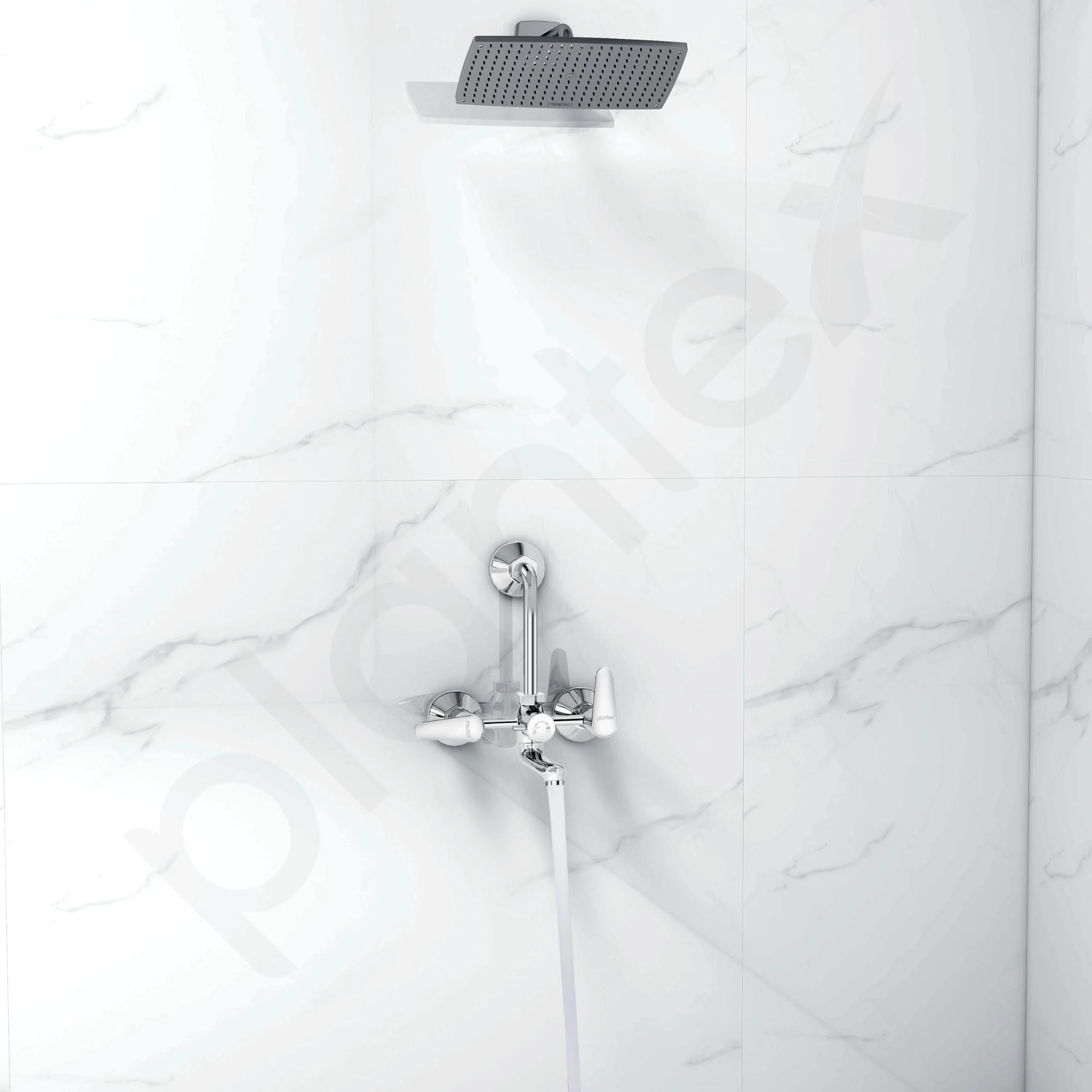 Plantex Pure Brass Wall Mixer for Bathroom 2 in 1 with L-Bend Connector/Tap Mixer/Nickel Chrome Mirror Finish Mixture Tap with Water Saving Aerotor - (DOL-2320-Chrome) - Image 2