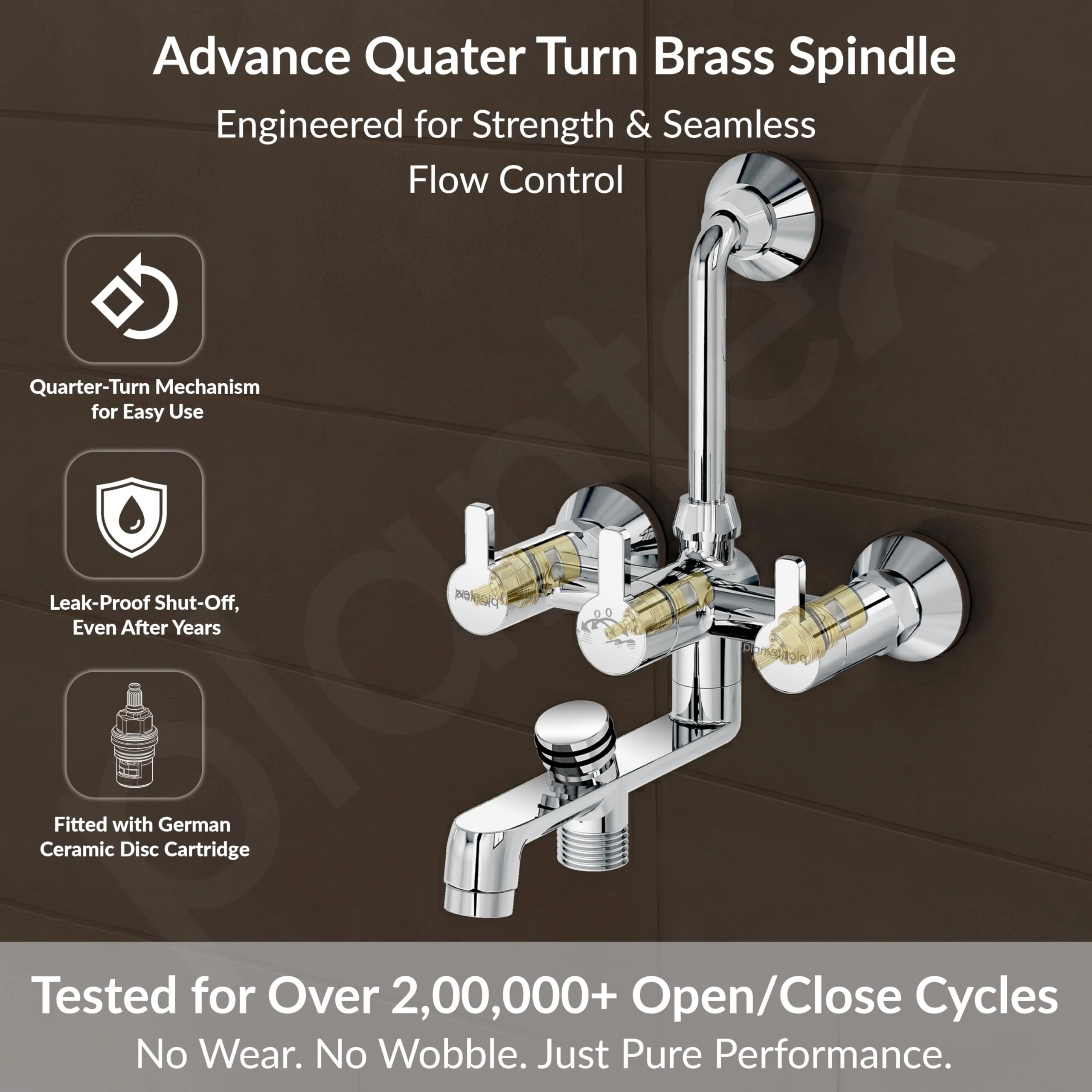 Plantex Brass Wall Mixer for Bathroom 3 in 1/L-Bend Connector for Overhead/Hand Shower/Spout Mixer Tap/Mixture Tap for Bathroom with 7-Year Manufacturer's Warranty-(Flo-819 Chrome) - Image 3
