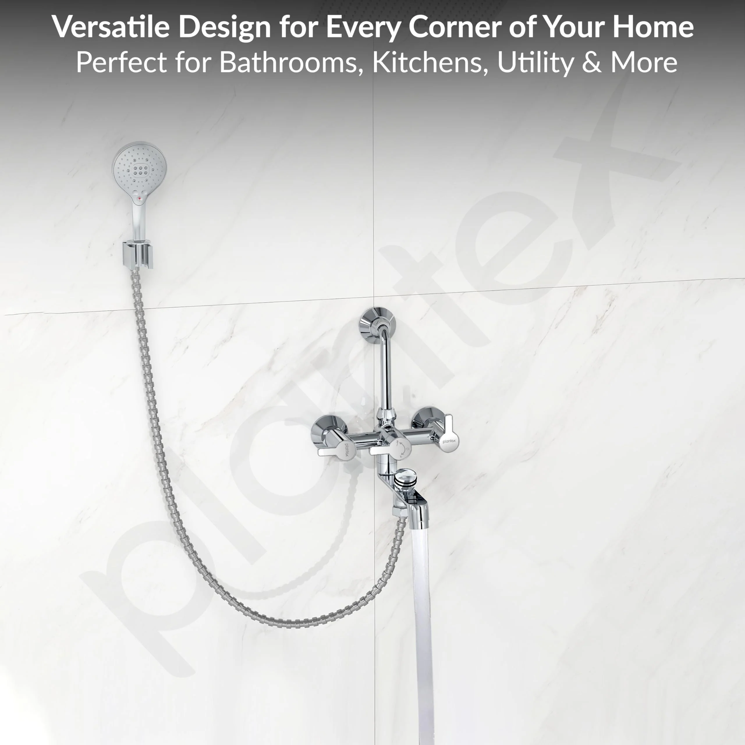 Plantex Brass Wall Mixer for Bathroom 3 in 1/L-Bend Connector for Overhead/Hand Shower/Spout Mixer Tap/Mixture Tap for Bathroom with 7-Year Manufacturer's Warranty-(Flo-819 Chrome) - Image 7