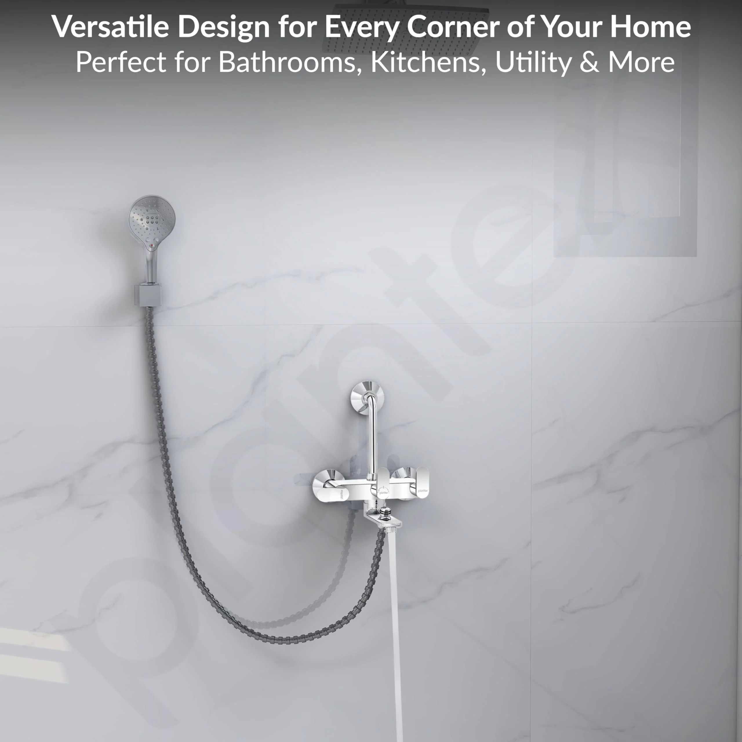 Plantex Pure Brass Wall Mixer for Bathroom 3 in 1 with L-Bend Provision for Overhead and Hand Shower with Water Saving Nozzle/ 7 Year Warranty by Plantex (ORN-219- Mirror-Chrome) - Image 7