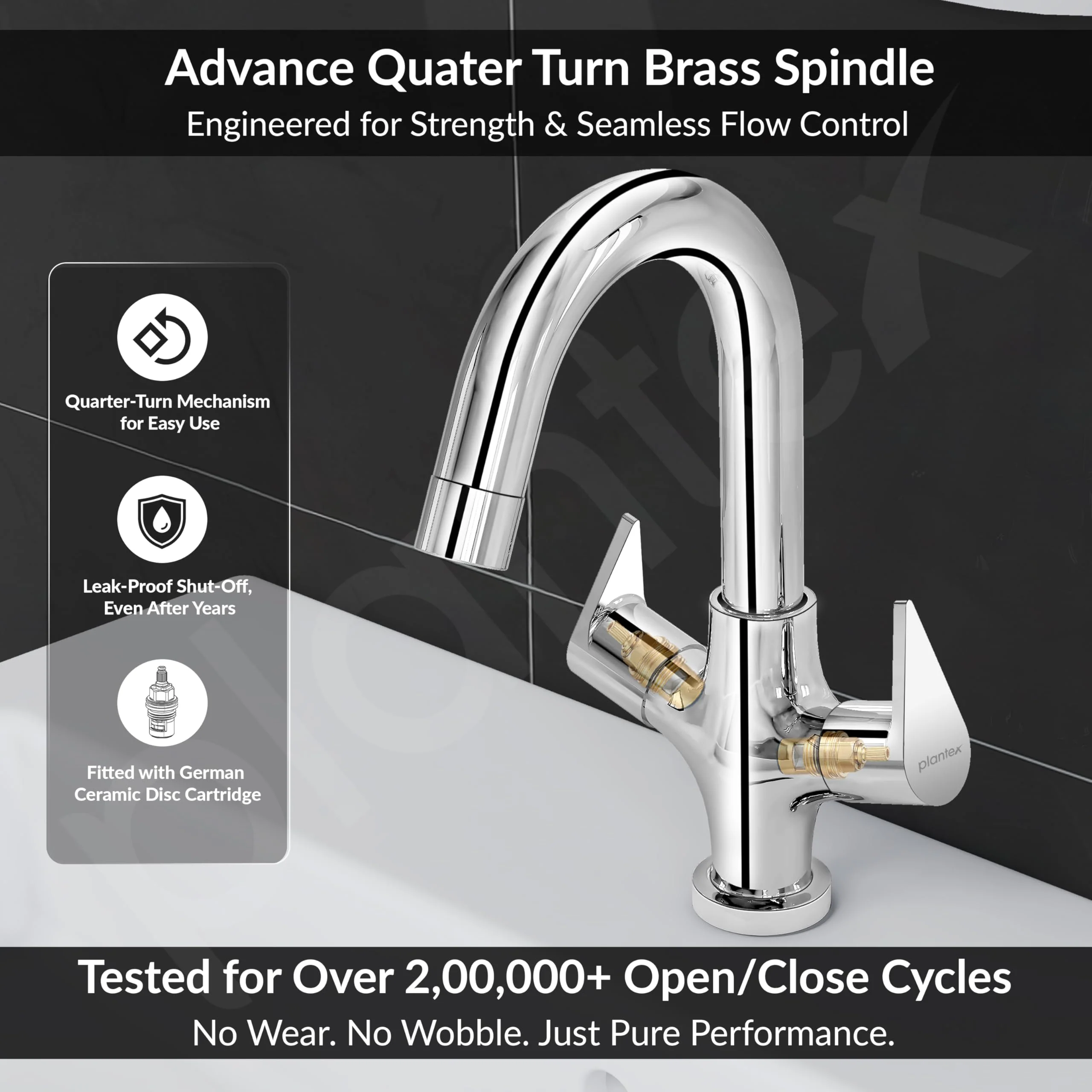 Plantex Pure Brass Wash Basin Tap with Water-Saving Aerator/Sink Tap for Kitchen Basin with 360° Swivel Spout for Kitchen and Basin Tap- 7 Year Warranty (PAC-1809-Chrome) - Image 3
