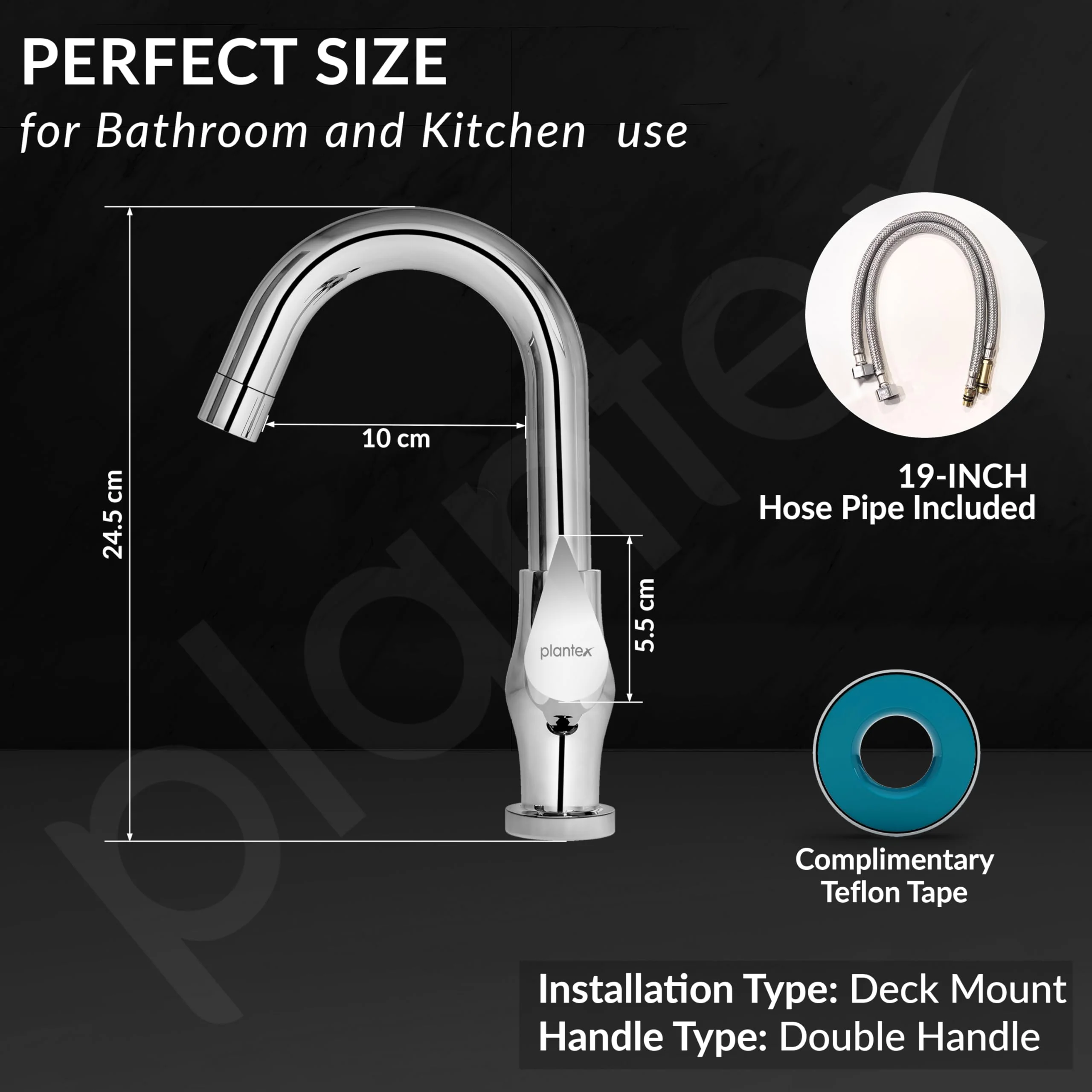 Plantex Pure Brass Wash Basin Tap with Water-Saving Aerator/Sink Tap for Kitchen Basin with 360° Swivel Spout for Kitchen and Basin Tap- 7 Year Warranty (PAC-1809-Chrome) - Image 5