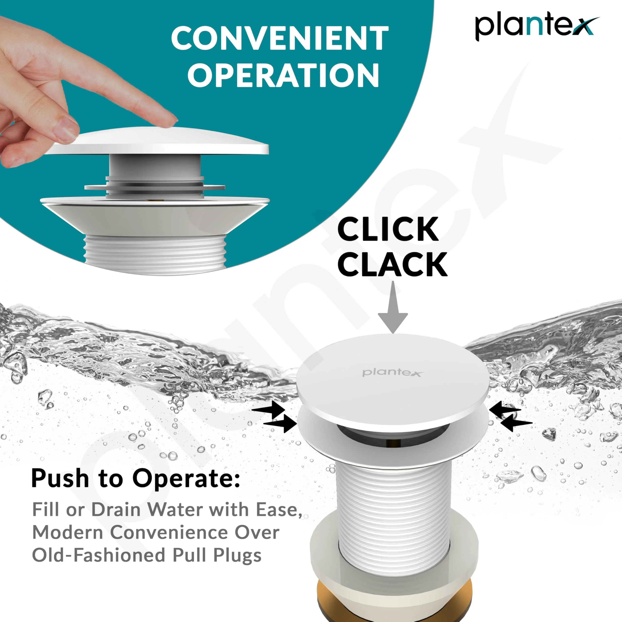 Plantex Pure Brass Waste Coupling for Wash Basin/ 5 inch Drain Out let System Full Thread Pop up Waste Coupling (Matt White - Pack of 1) - Image 4