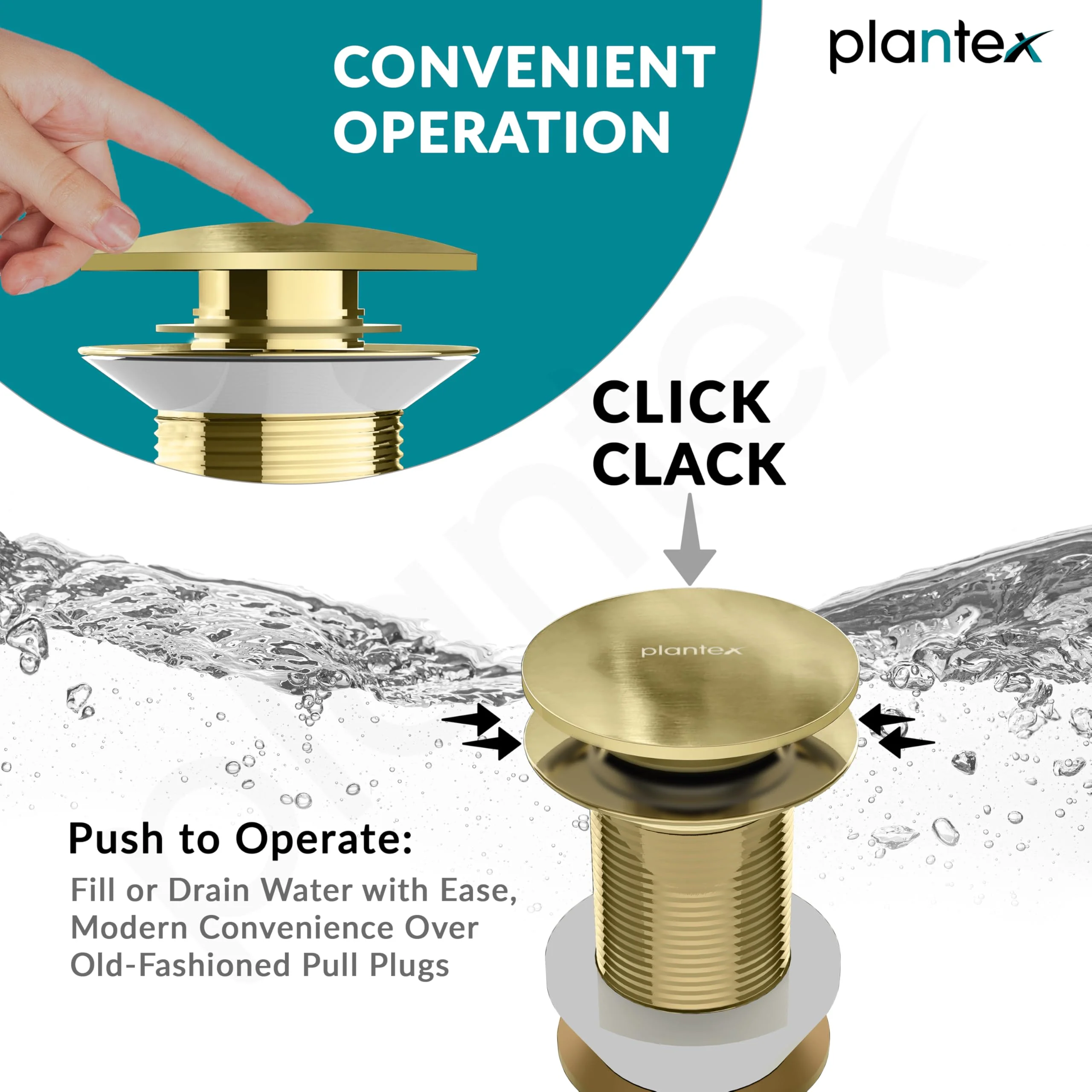Plantex Pure Brass Waste Coupling for Wash Basin/5 inch Drain Out let System Full Thread Sink Waste Coupling - Pack of 1 (Matt Gold) - Image 4